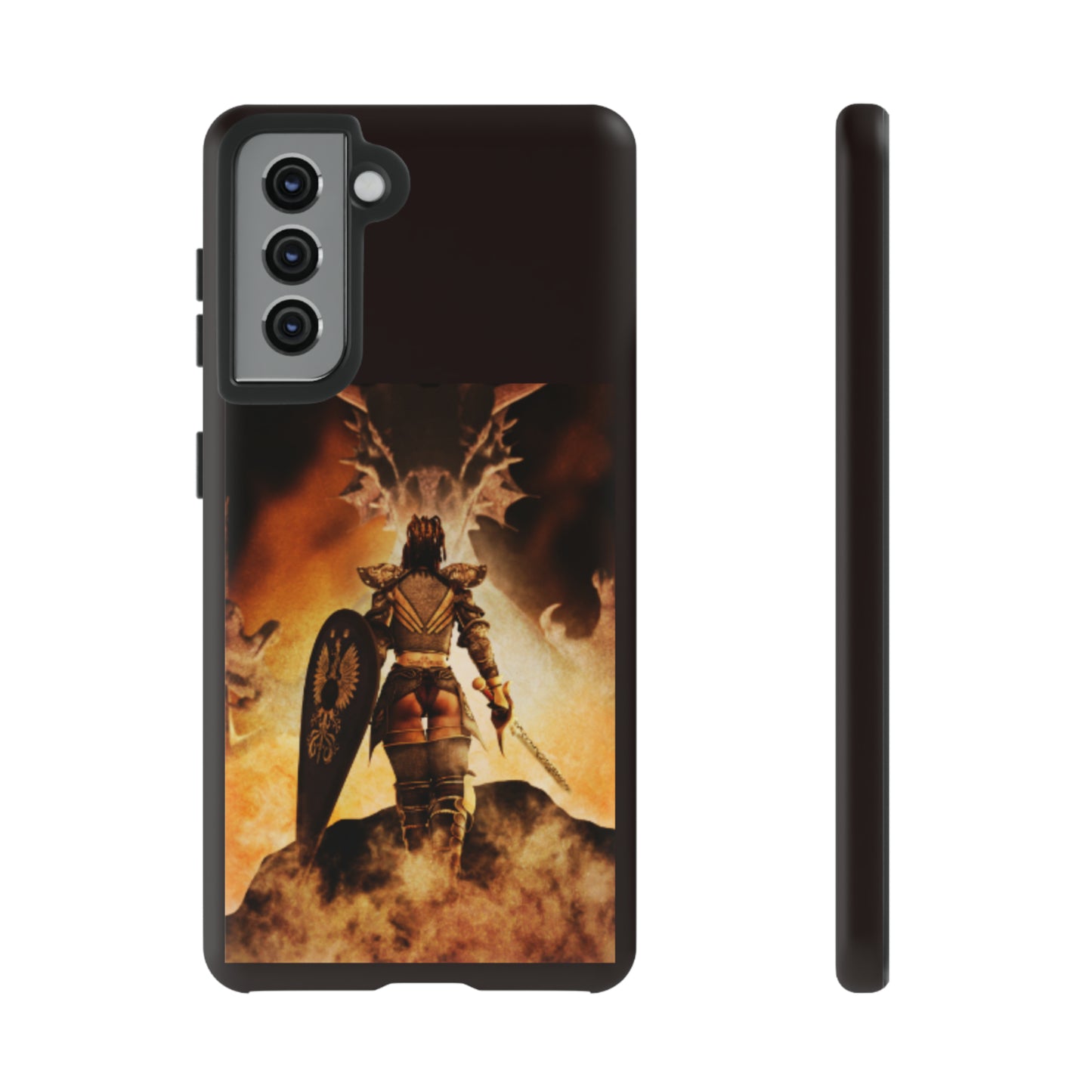 Native Warrior and The Dragon with Brown background: 46-Tough Case iPhone series 15 14 13 12 11 X XR XS 8: Google series 7 6 5: Samsung series S23 S22 S21 S20 S10