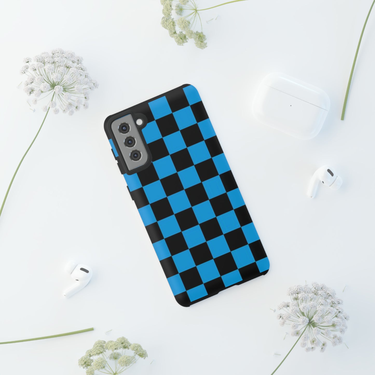 Blue and Black Checkers: 46-Tough Case iPhone series 15 14 13 12 11 X XR XS 8: Google series 7 6 5: Samsung series S23 S22 S21 S20 S10