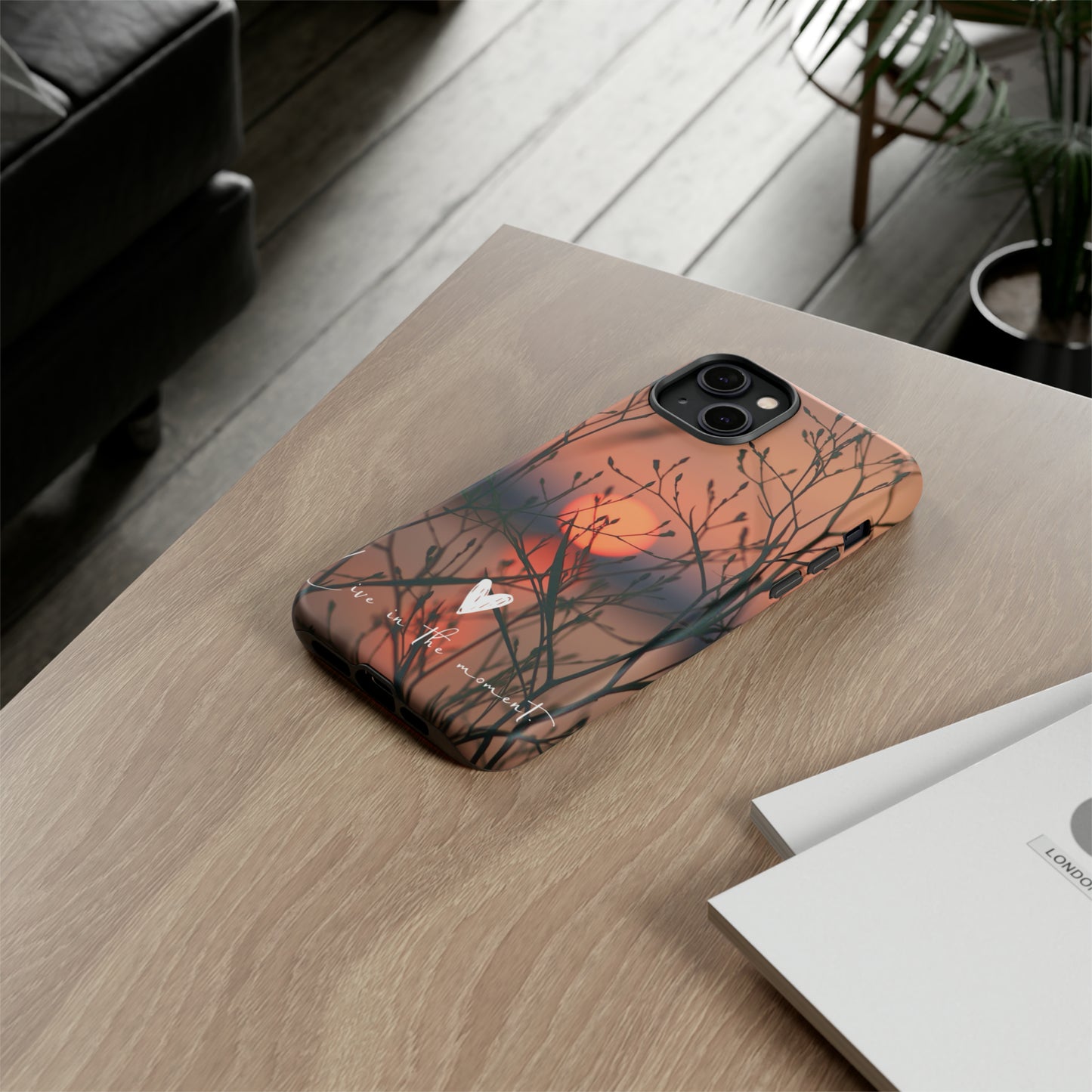 VIVID SUNSET FLORAL DESIGN with black background: 46-Tough Case iPhone series 15 14 13 12 11 X XR XS 8: Google series 7 6 5: Samsung series S23 S22 S21 S20 S10