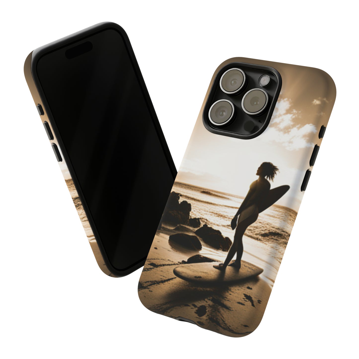 Surfing Aruba with a black background: 46 - Tough Case iPhone series 15 14 13 12 11 X XR XS 8: Google series 7 6 5: Samsung series S23 S22 S21 S20 S10