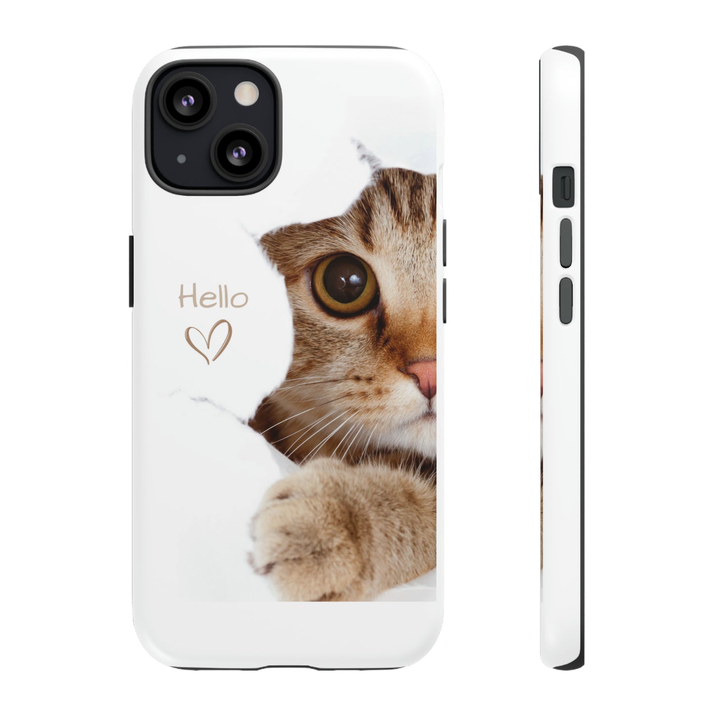 Hey Kitty with white background: 46-Tough Case iPhone series 15 14 13 12 11 X XR XS 8: Google series 7 6 5: Samsung series S23 S22 S21 S20 S10