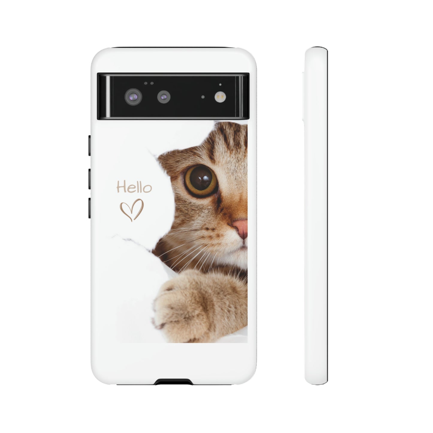 Hey Kitty with white background: 46-Tough Case iPhone series 15 14 13 12 11 X XR XS 8: Google series 7 6 5: Samsung series S23 S22 S21 S20 S10