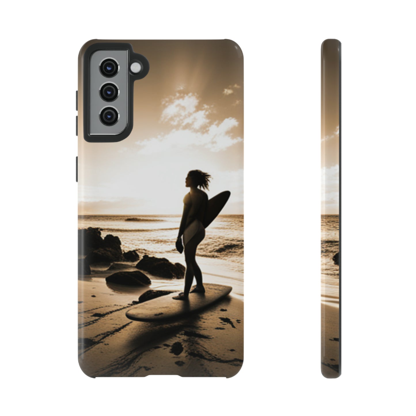 Surfing Aruba with a black background: 46 - Tough Case iPhone series 15 14 13 12 11 X XR XS 8: Google series 7 6 5: Samsung series S23 S22 S21 S20 S10