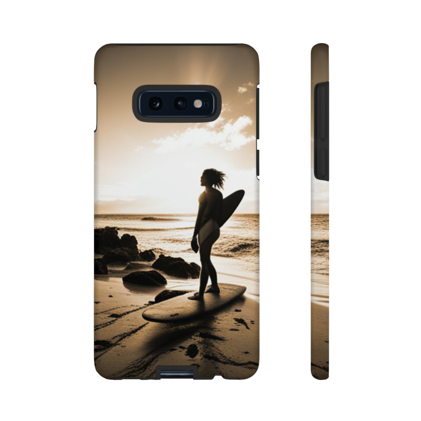 Surfing Aruba with a black background: 46 - Tough Case iPhone series 15 14 13 12 11 X XR XS 8: Google series 7 6 5: Samsung series S23 S22 S21 S20 S10