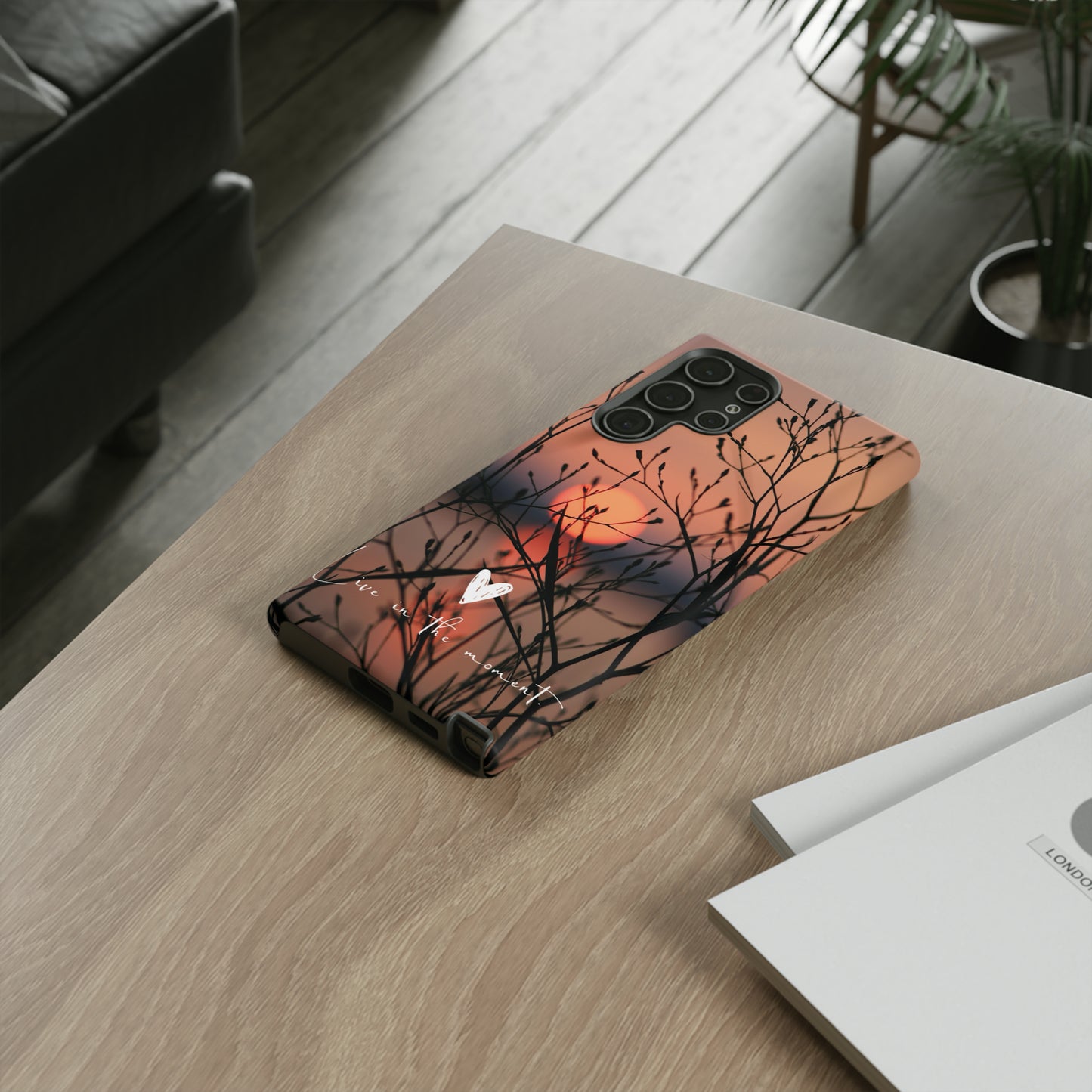 VIVID SUNSET FLORAL DESIGN with black background: 46-Tough Case iPhone series 15 14 13 12 11 X XR XS 8: Google series 7 6 5: Samsung series S23 S22 S21 S20 S10