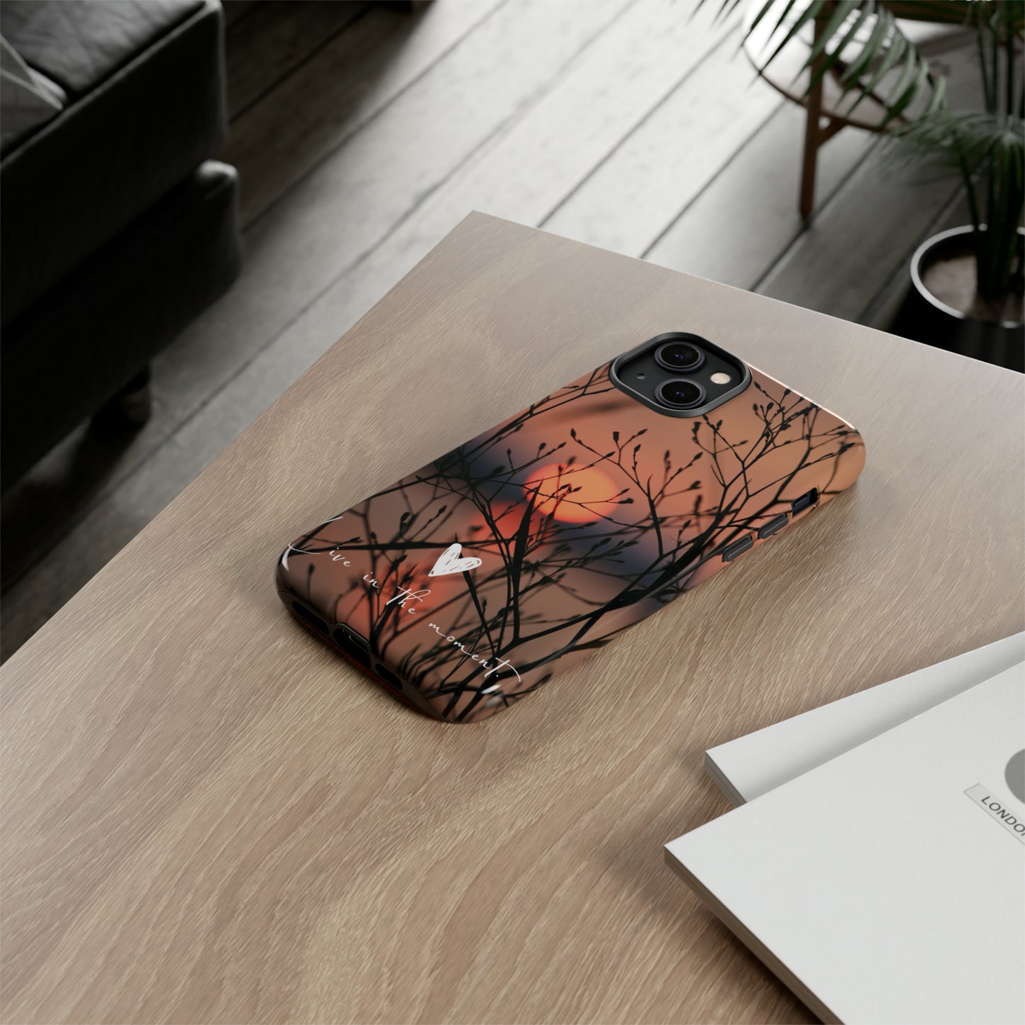 VIVID SUNSET FLORAL DESIGN with black background: 46-Tough Case iPhone series 15 14 13 12 11 X XR XS 8: Google series 7 6 5: Samsung series S23 S22 S21 S20 S10