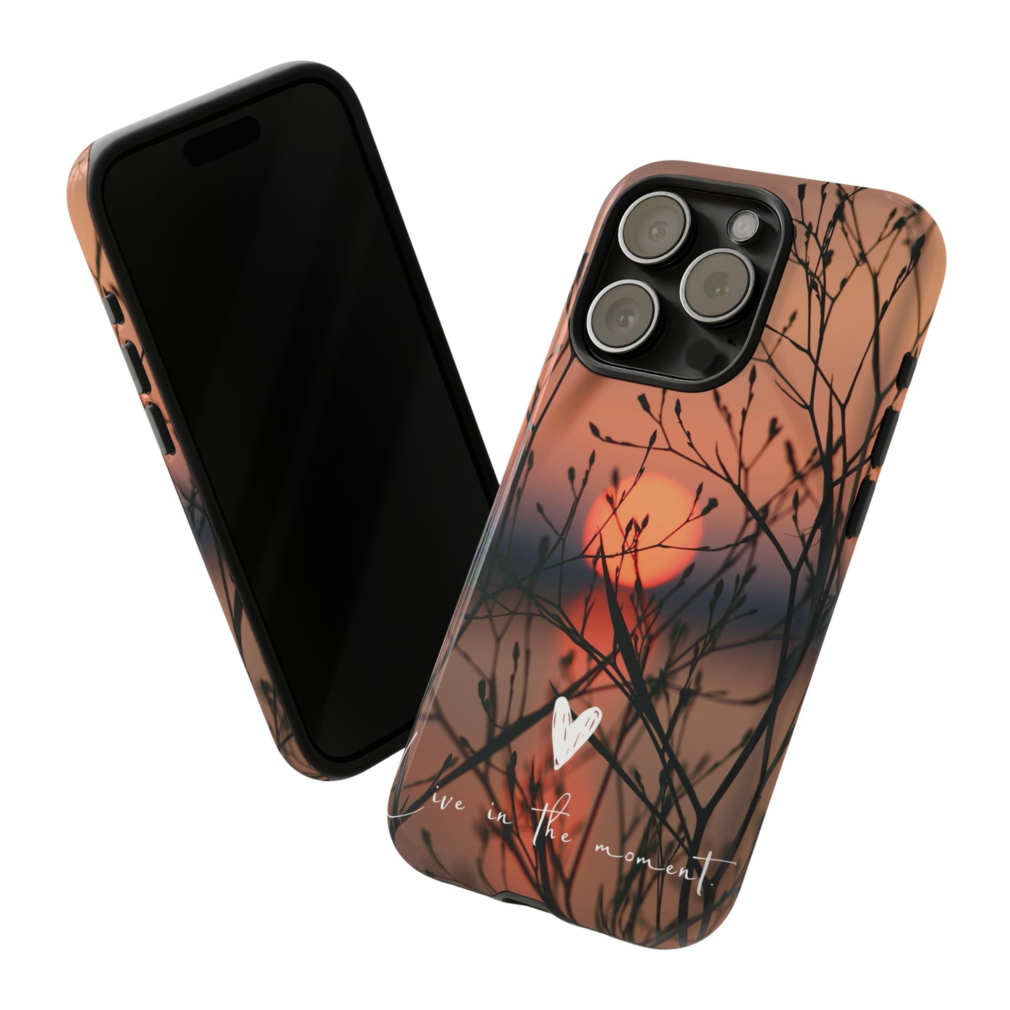 VIVID SUNSET FLORAL DESIGN with black background: 46-Tough Case iPhone series 15 14 13 12 11 X XR XS 8: Google series 7 6 5: Samsung series S23 S22 S21 S20 S10