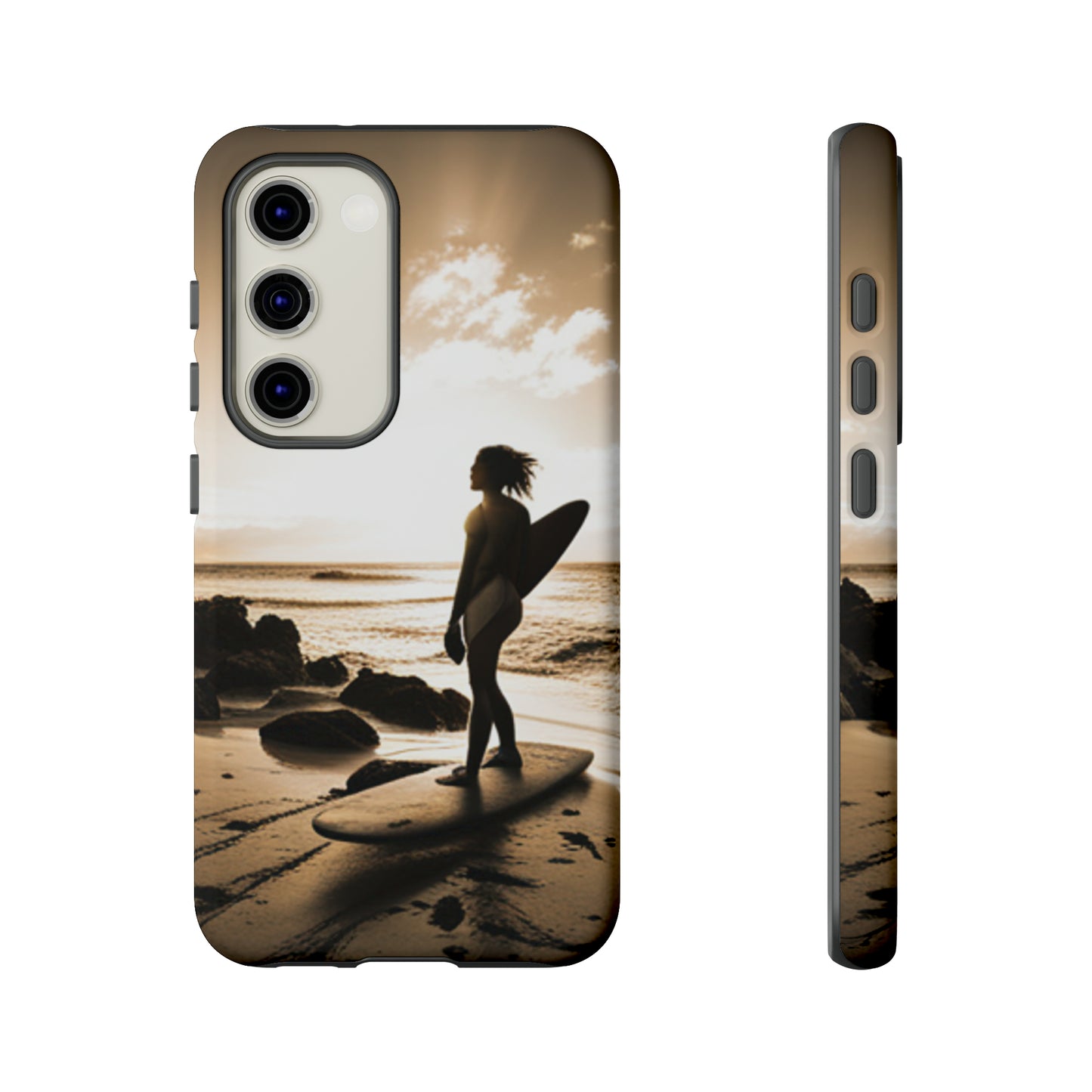 Surfing Aruba with a black background: 46 - Tough Case iPhone series 15 14 13 12 11 X XR XS 8: Google series 7 6 5: Samsung series S23 S22 S21 S20 S10