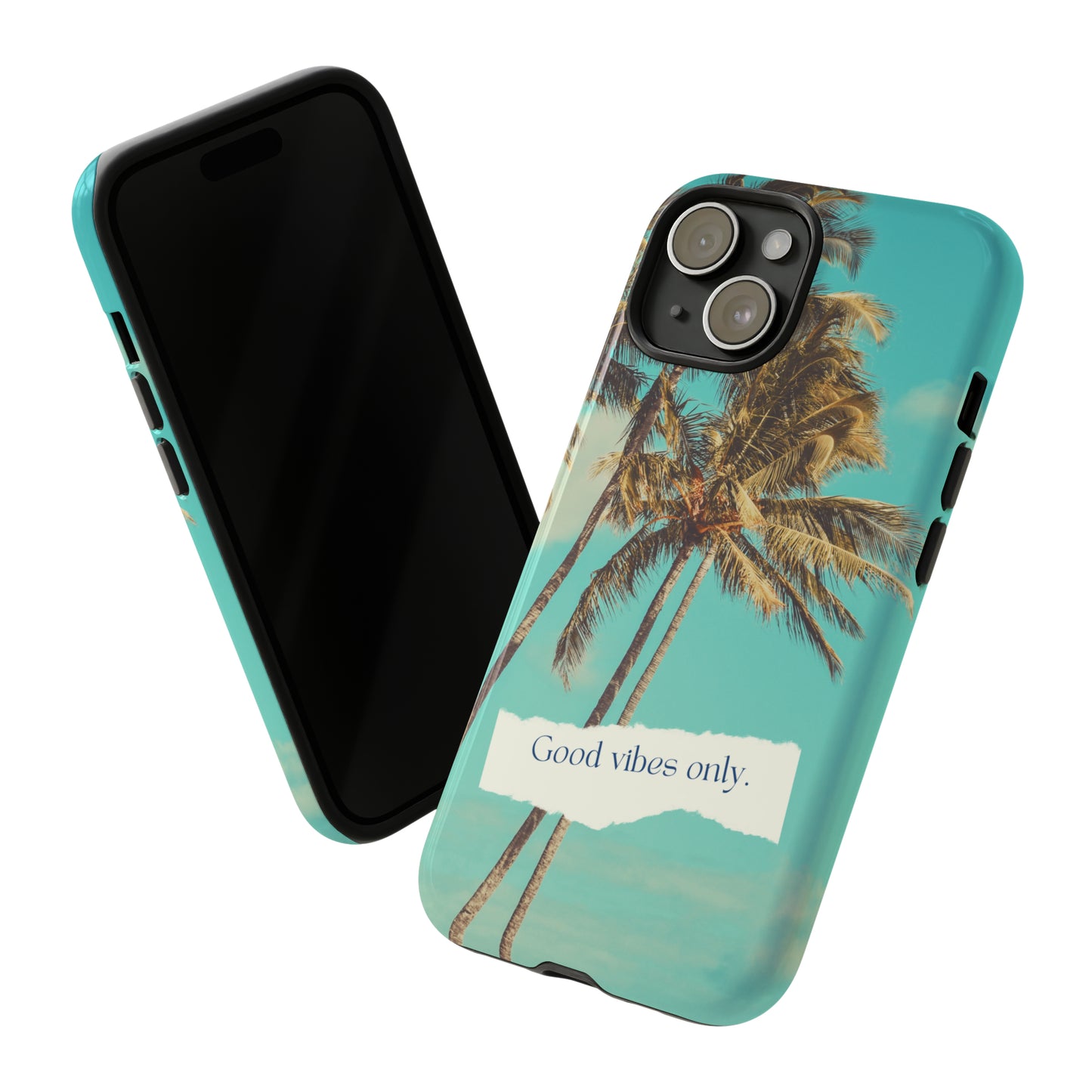 Palm Blue with Turquoise background : 46-Tough Case iPhone series 15 14 13 12 11 X XR XS 8: Google series 7 6 5: Samsung series S23 S22 S21 S20 S10