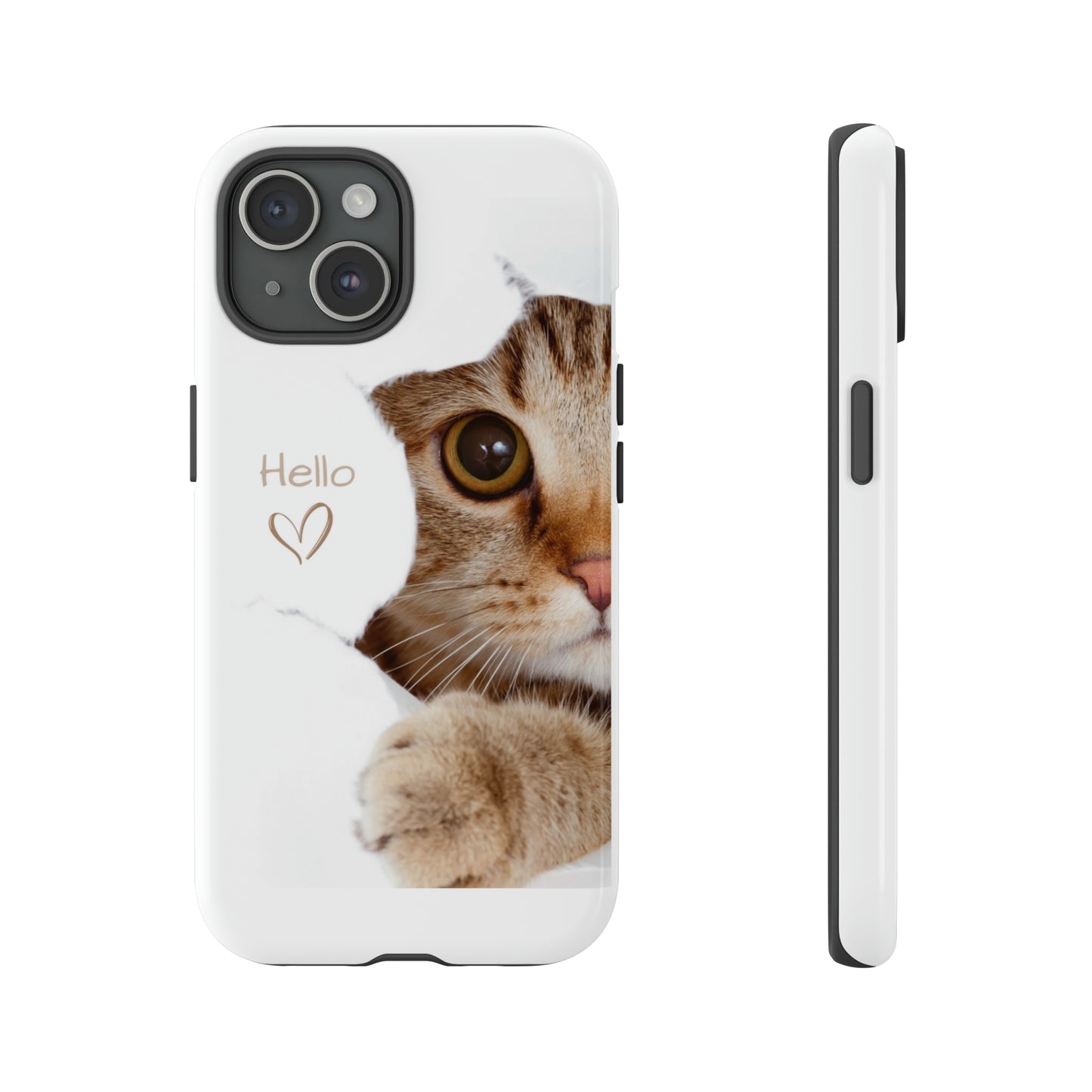 Hey Kitty with white background: 46-Tough Case iPhone series 15 14 13 12 11 X XR XS 8: Google series 7 6 5: Samsung series S23 S22 S21 S20 S10