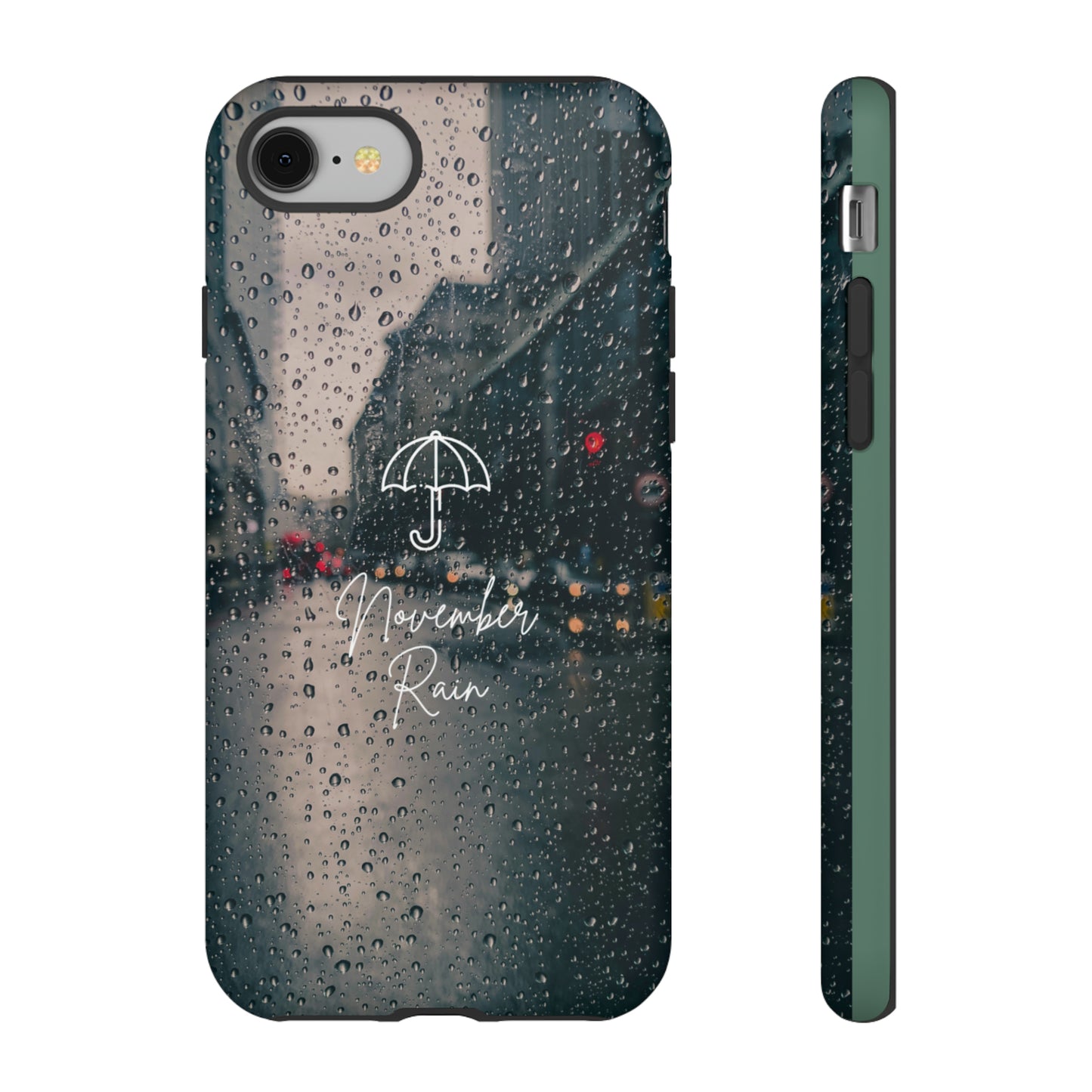 November Rain with Green Background: 46-Tough Case iPhone series 15 14 13 12 11 X XR XS 8: Google series 7 6 5: Samsung series S23 S22 S21 S20 S10