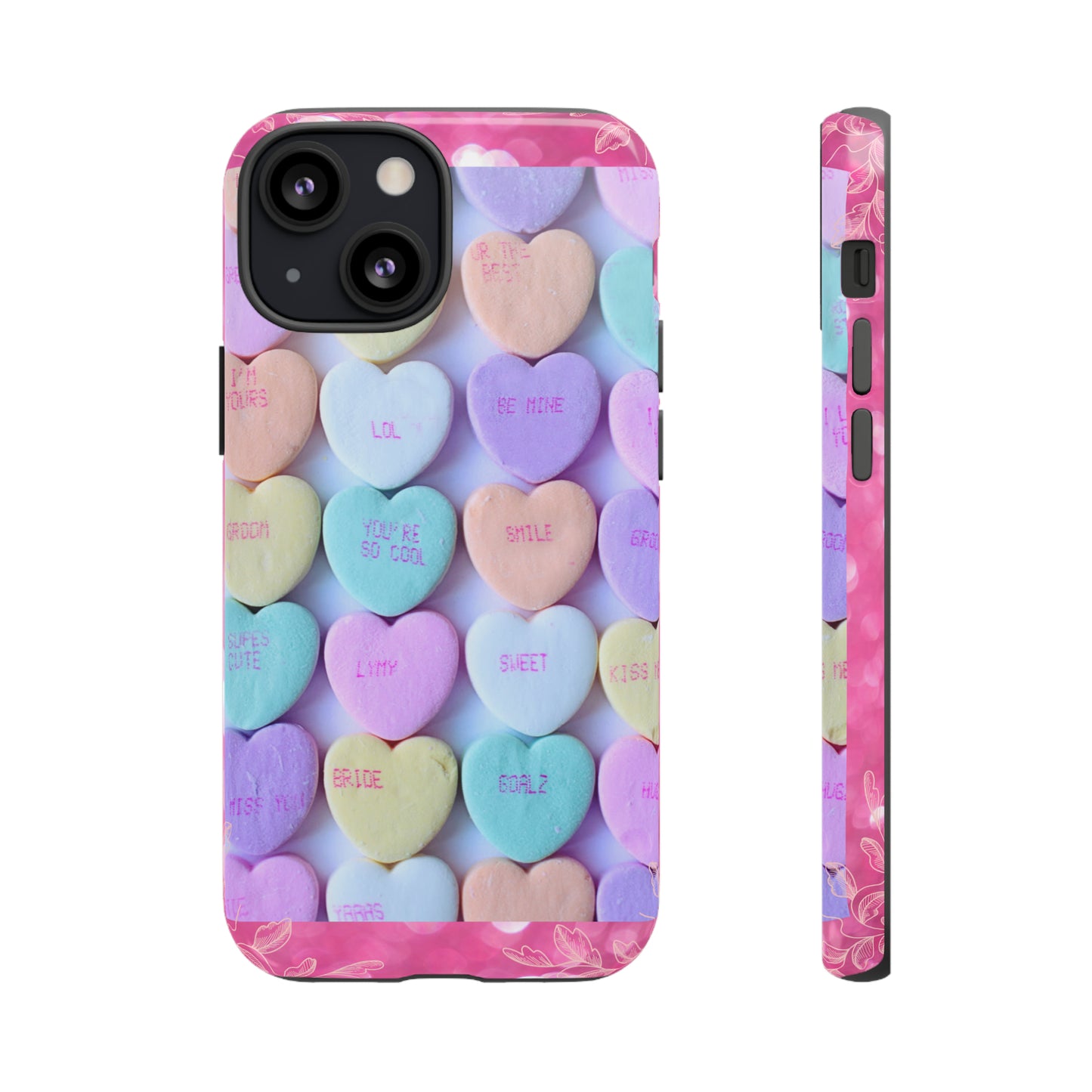 Candy Hearts: 46-Tough Case iPhone series 15 14 13 12 11 X XR XS 8: Google series 7 6 5: Samsung series S23 S22 S21 S20 S10