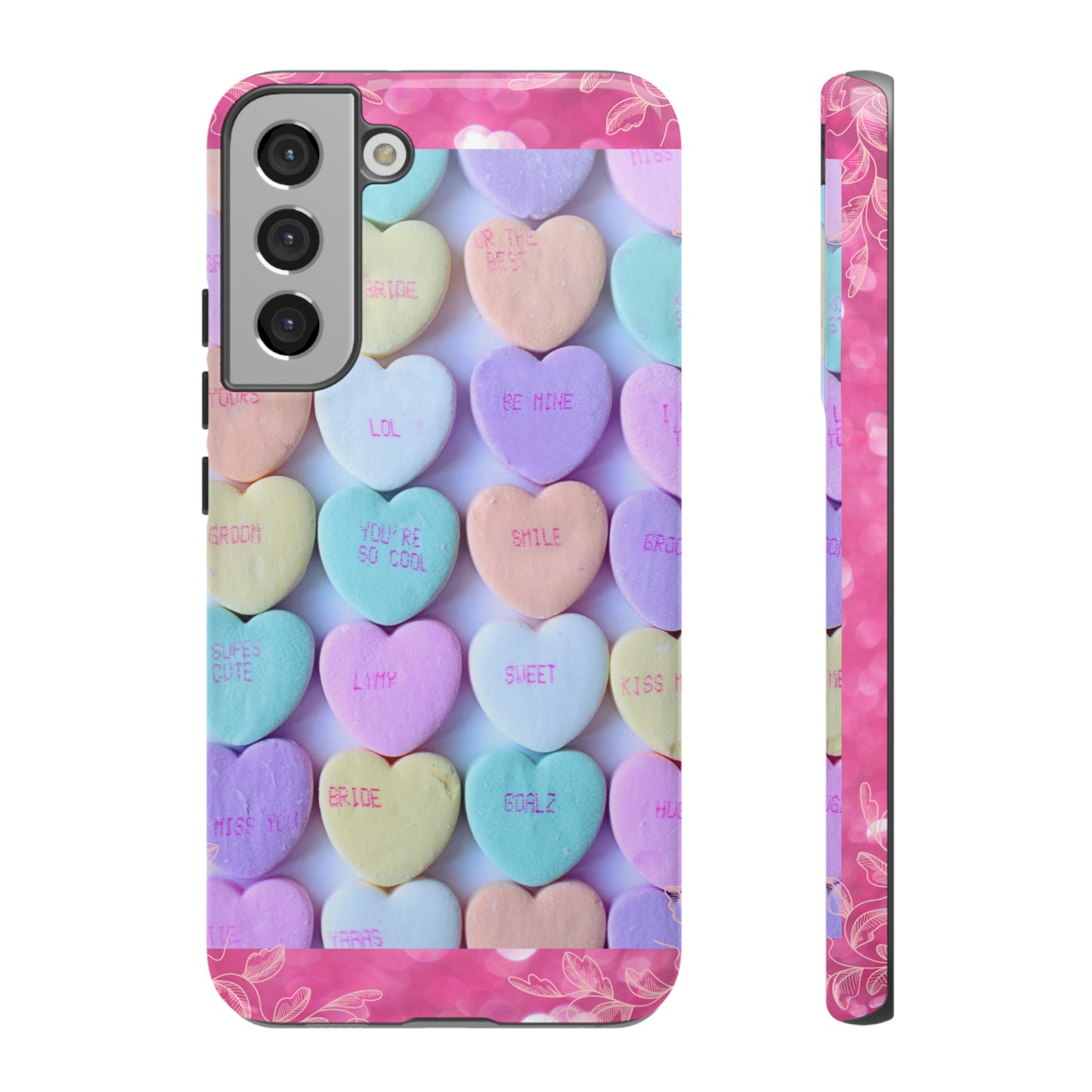 Candy Hearts: 46-Tough Case iPhone series 15 14 13 12 11 X XR XS 8: Google series 7 6 5: Samsung series S23 S22 S21 S20 S10