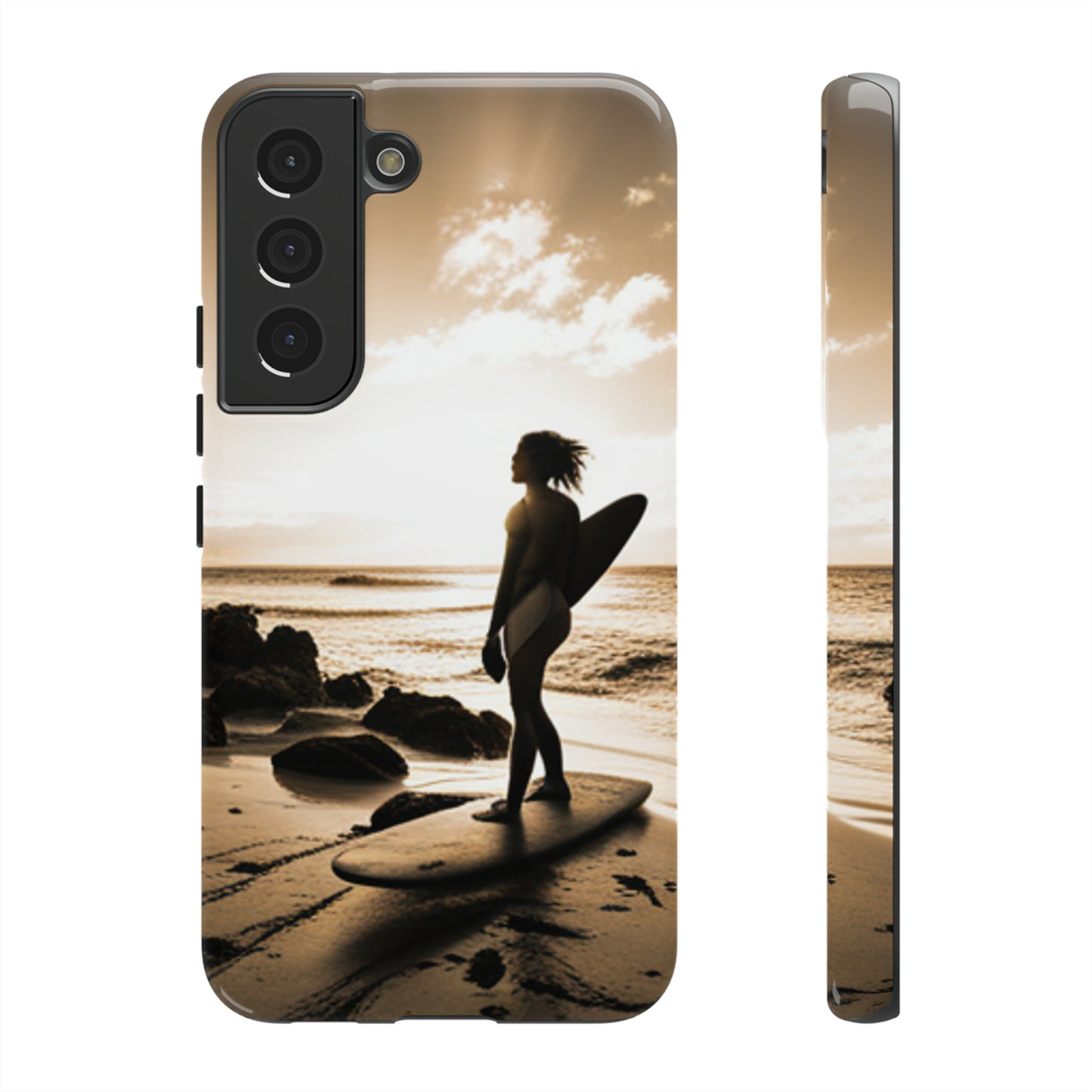 Surfing Aruba with a black background: 46 - Tough Case iPhone series 15 14 13 12 11 X XR XS 8: Google series 7 6 5: Samsung series S23 S22 S21 S20 S10