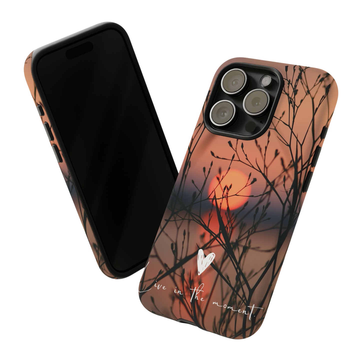 VIVID SUNSET FLORAL DESIGN with black background: 46-Tough Case iPhone series 15 14 13 12 11 X XR XS 8: Google series 7 6 5: Samsung series S23 S22 S21 S20 S10