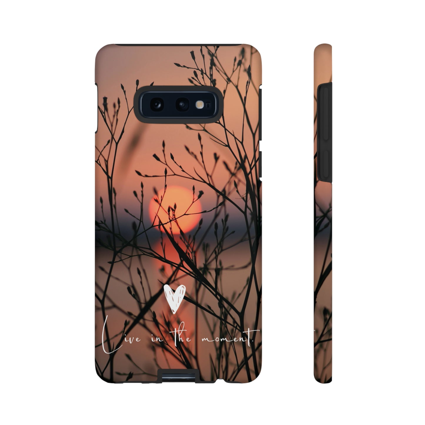 VIVID SUNSET FLORAL DESIGN with black background: 46-Tough Case iPhone series 15 14 13 12 11 X XR XS 8: Google series 7 6 5: Samsung series S23 S22 S21 S20 S10