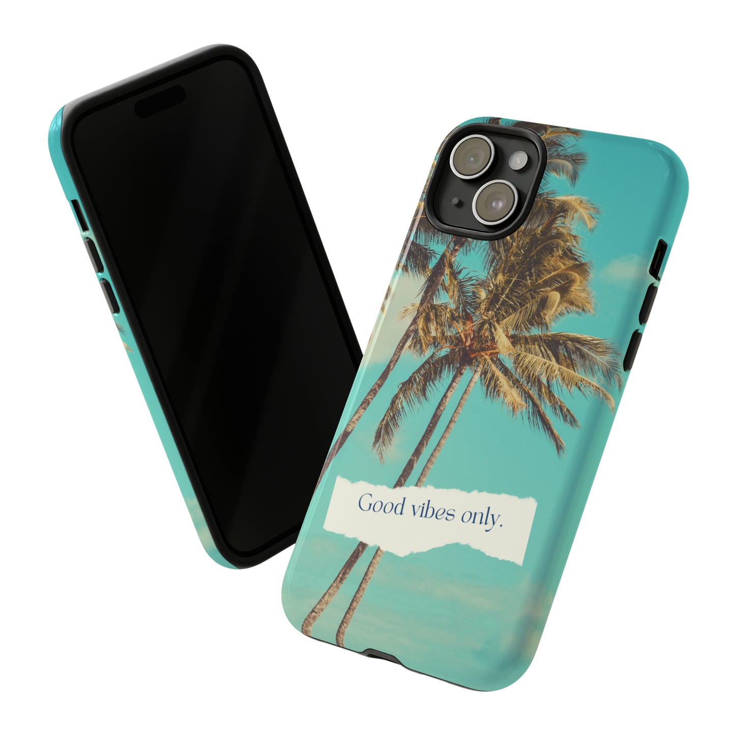 Palm Blue with Turquoise background : 46-Tough Case iPhone series 15 14 13 12 11 X XR XS 8: Google series 7 6 5: Samsung series S23 S22 S21 S20 S10