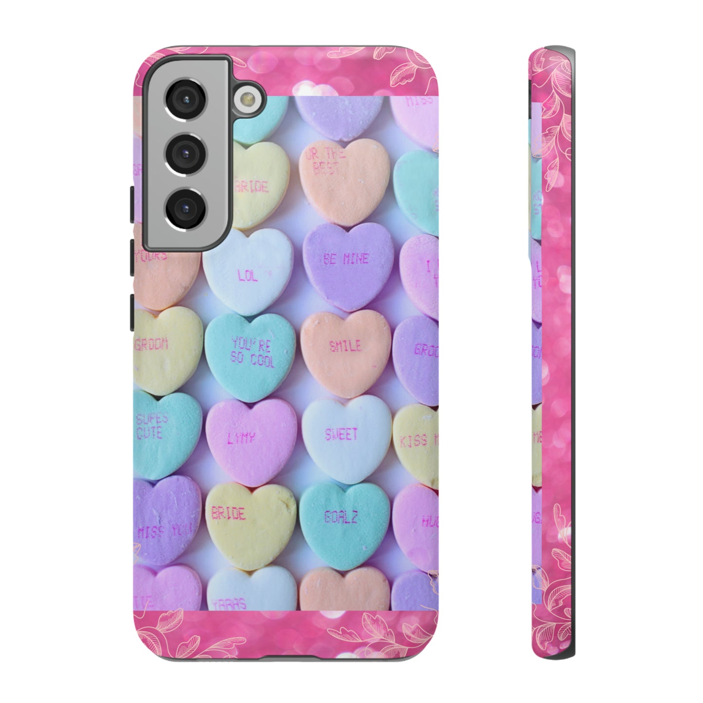 Candy Hearts: 46-Tough Case iPhone series 15 14 13 12 11 X XR XS 8: Google series 7 6 5: Samsung series S23 S22 S21 S20 S10