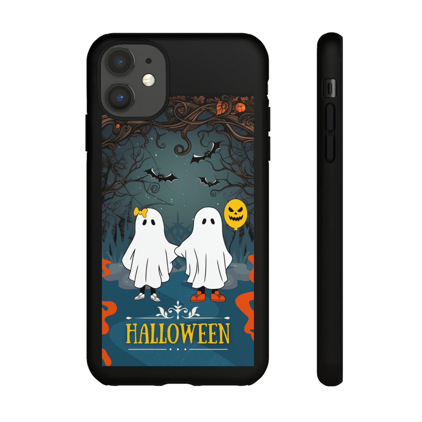 Ghosty with Black background: 46-Tough Case iPhone series 15 14 13 12 11 X XR XS 8: Google series 7 6 5: Samsung series S23 S22 S21 S20 S10