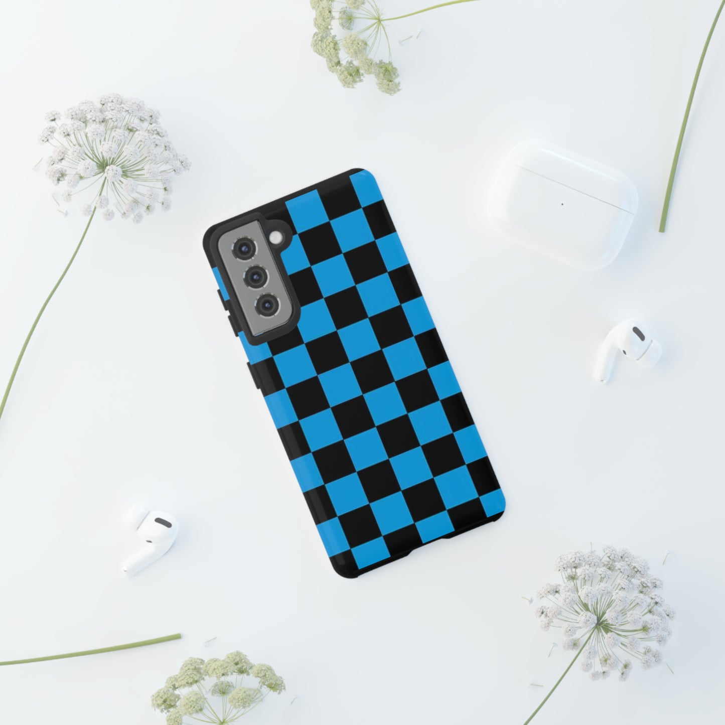 Blue and Black Checkers: 46-Tough Case iPhone series 15 14 13 12 11 X XR XS 8: Google series 7 6 5: Samsung series S23 S22 S21 S20 S10