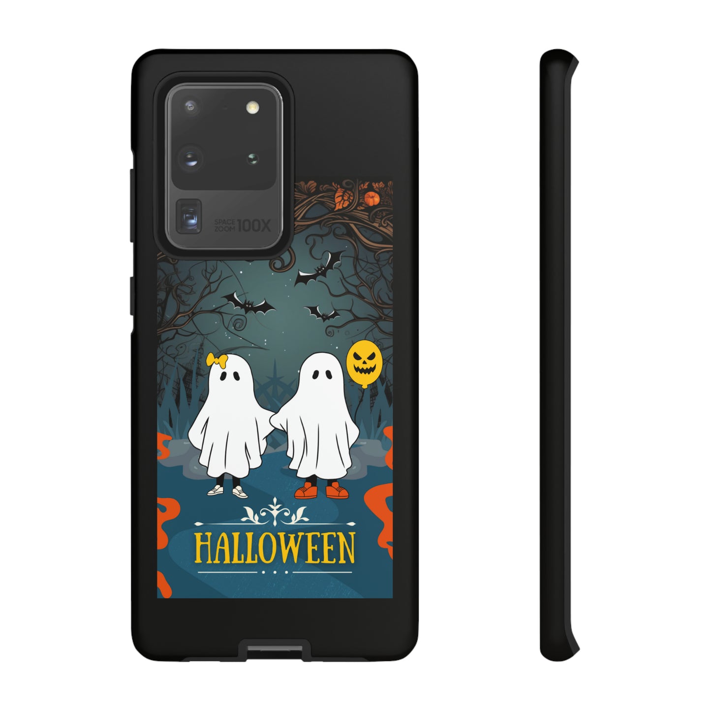 Ghosty with Black background: 46-Tough Case iPhone series 15 14 13 12 11 X XR XS 8: Google series 7 6 5: Samsung series S23 S22 S21 S20 S10