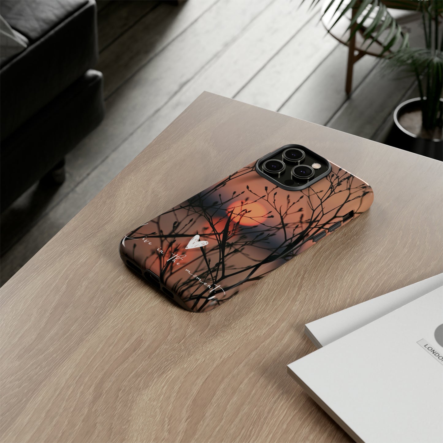 VIVID SUNSET FLORAL DESIGN with black background: 46-Tough Case iPhone series 15 14 13 12 11 X XR XS 8: Google series 7 6 5: Samsung series S23 S22 S21 S20 S10