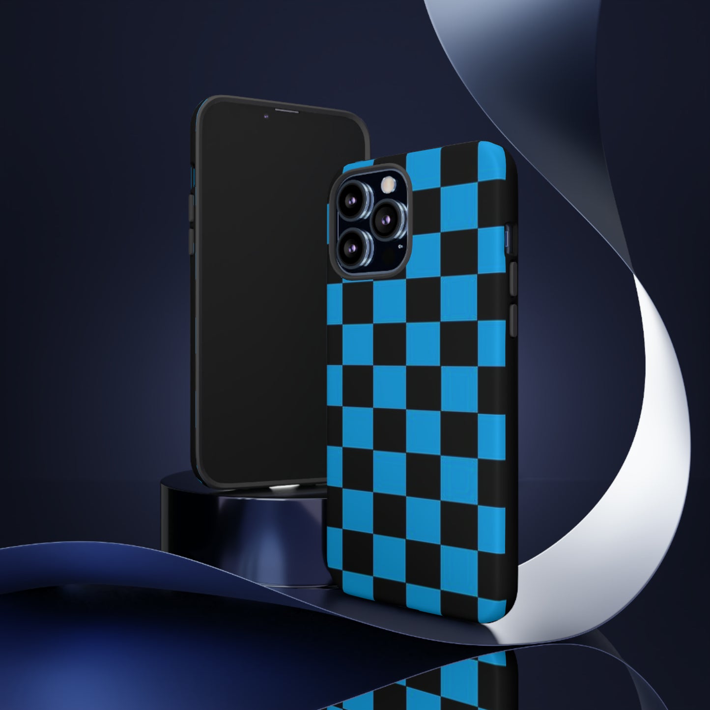 Blue and Black Checkers: 46-Tough Case iPhone series 15 14 13 12 11 X XR XS 8: Google series 7 6 5: Samsung series S23 S22 S21 S20 S10