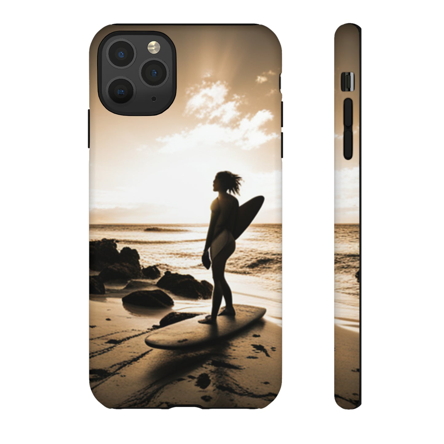 Surfing Aruba with a black background: 46 - Tough Case iPhone series 15 14 13 12 11 X XR XS 8: Google series 7 6 5: Samsung series S23 S22 S21 S20 S10