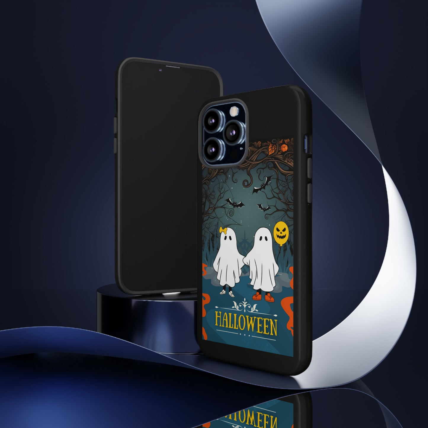 Ghosty with Black background: 46-Tough Case iPhone series 15 14 13 12 11 X XR XS 8: Google series 7 6 5: Samsung series S23 S22 S21 S20 S10