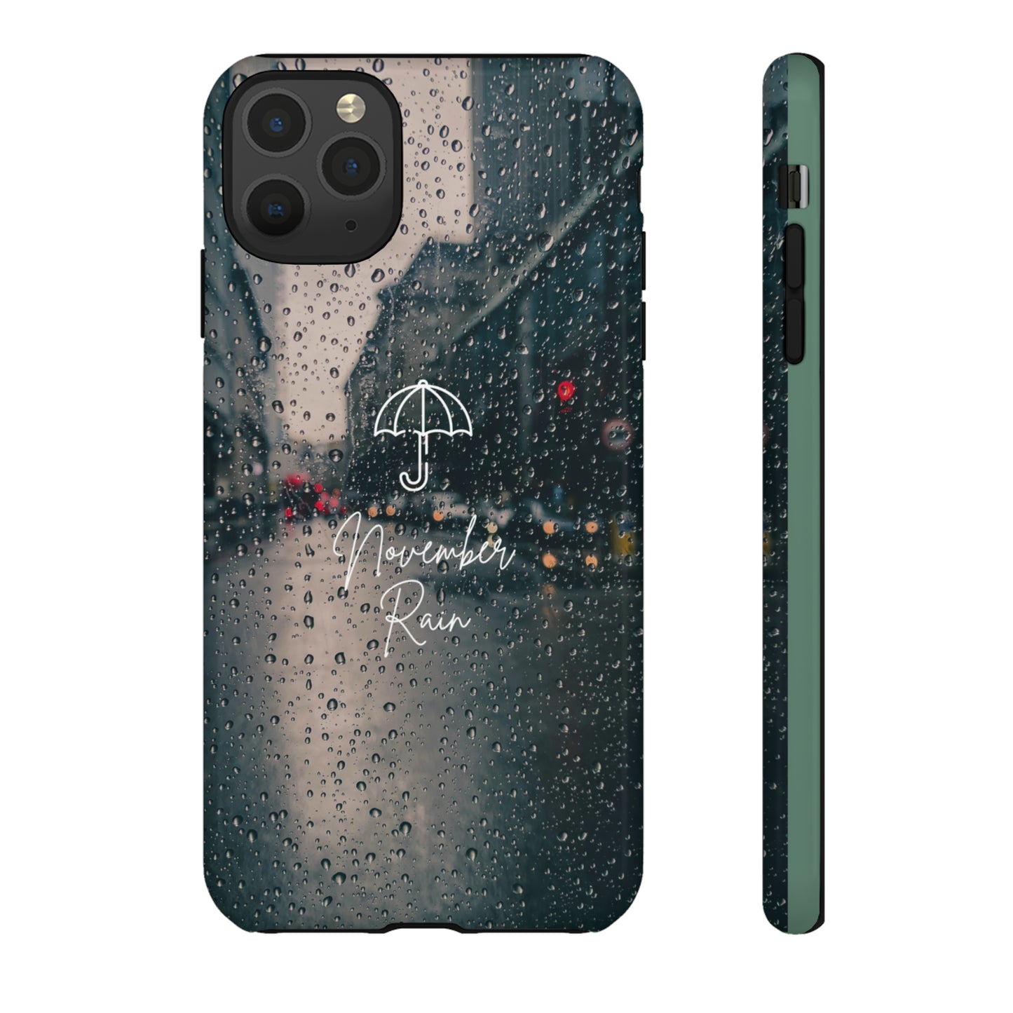 November Rain with Green Background: 46-Tough Case iPhone series 15 14 13 12 11 X XR XS 8: Google series 7 6 5: Samsung series S23 S22 S21 S20 S10