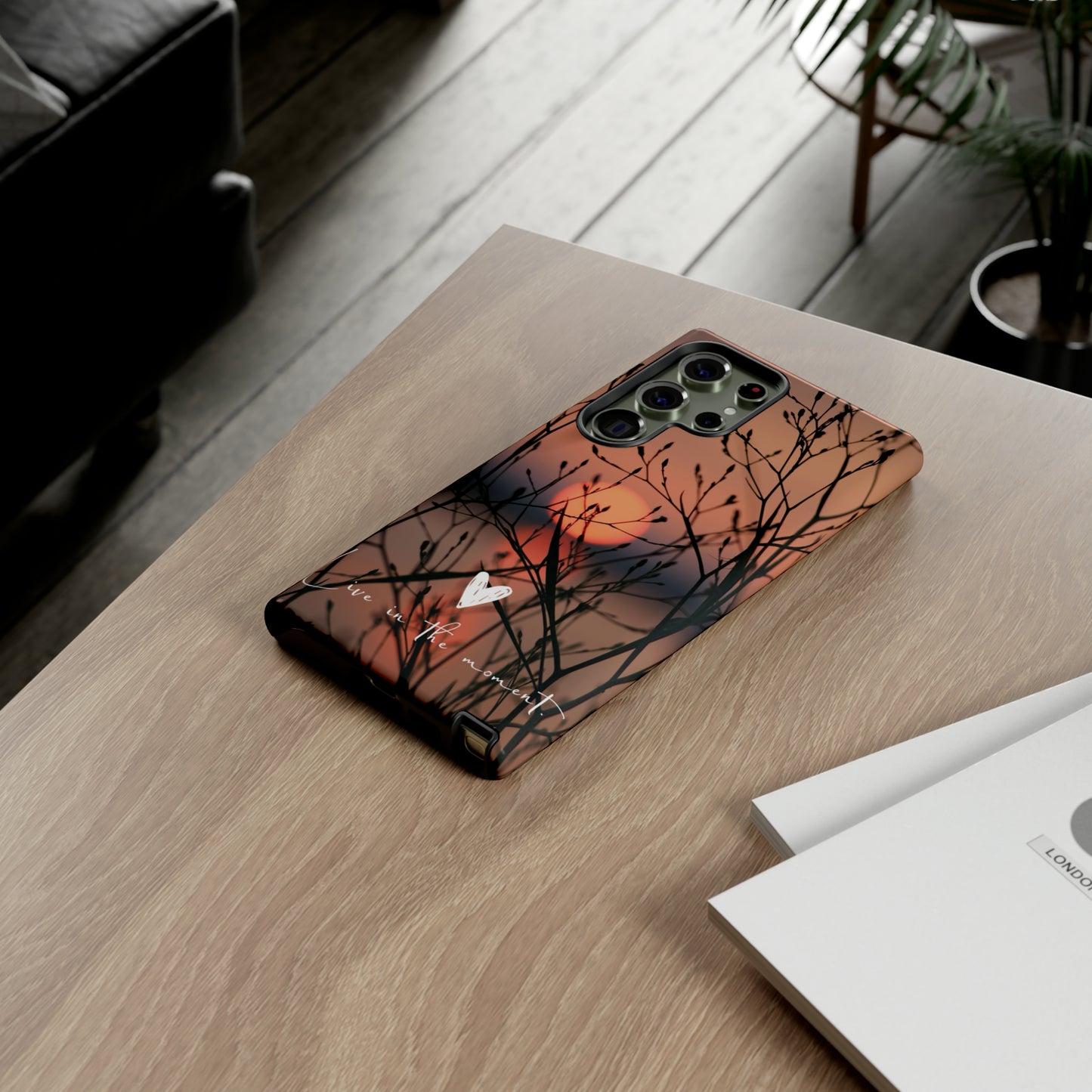 VIVID SUNSET FLORAL DESIGN with black background: 46-Tough Case iPhone series 15 14 13 12 11 X XR XS 8: Google series 7 6 5: Samsung series S23 S22 S21 S20 S10