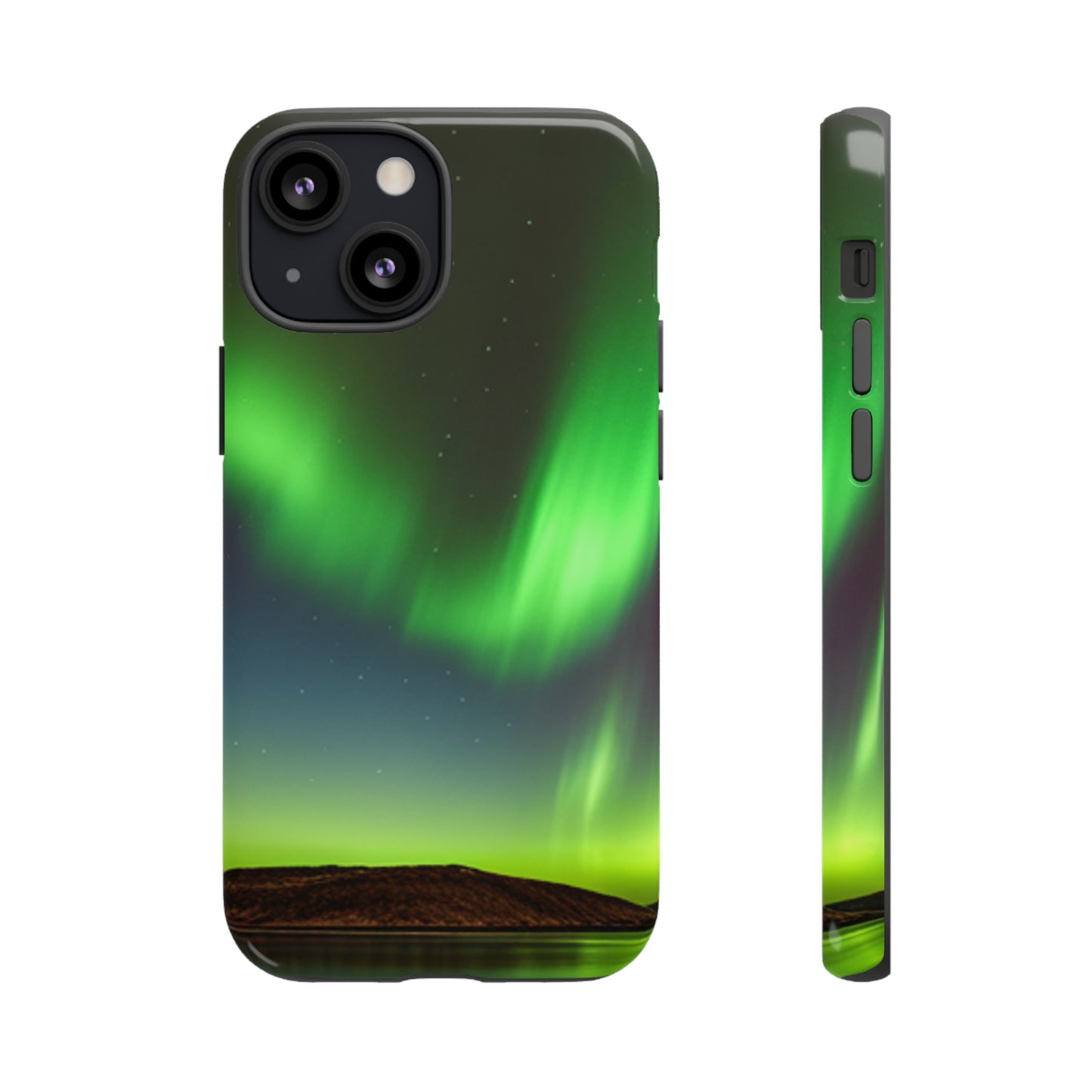 Northern Lights with a black background: 46-Tough Case iPhone series 15 14 13 12 11 X XR XS 8: Google series 7 6 5: Samsung series S23 S22 S21 S20 S10