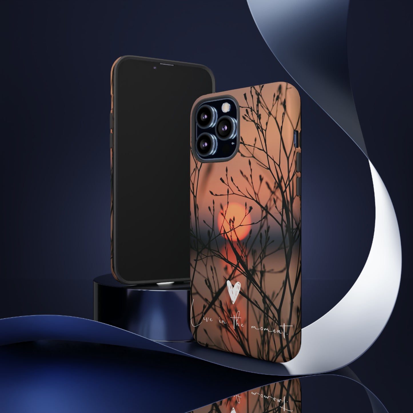 VIVID SUNSET FLORAL DESIGN with black background: 46-Tough Case iPhone series 15 14 13 12 11 X XR XS 8: Google series 7 6 5: Samsung series S23 S22 S21 S20 S10