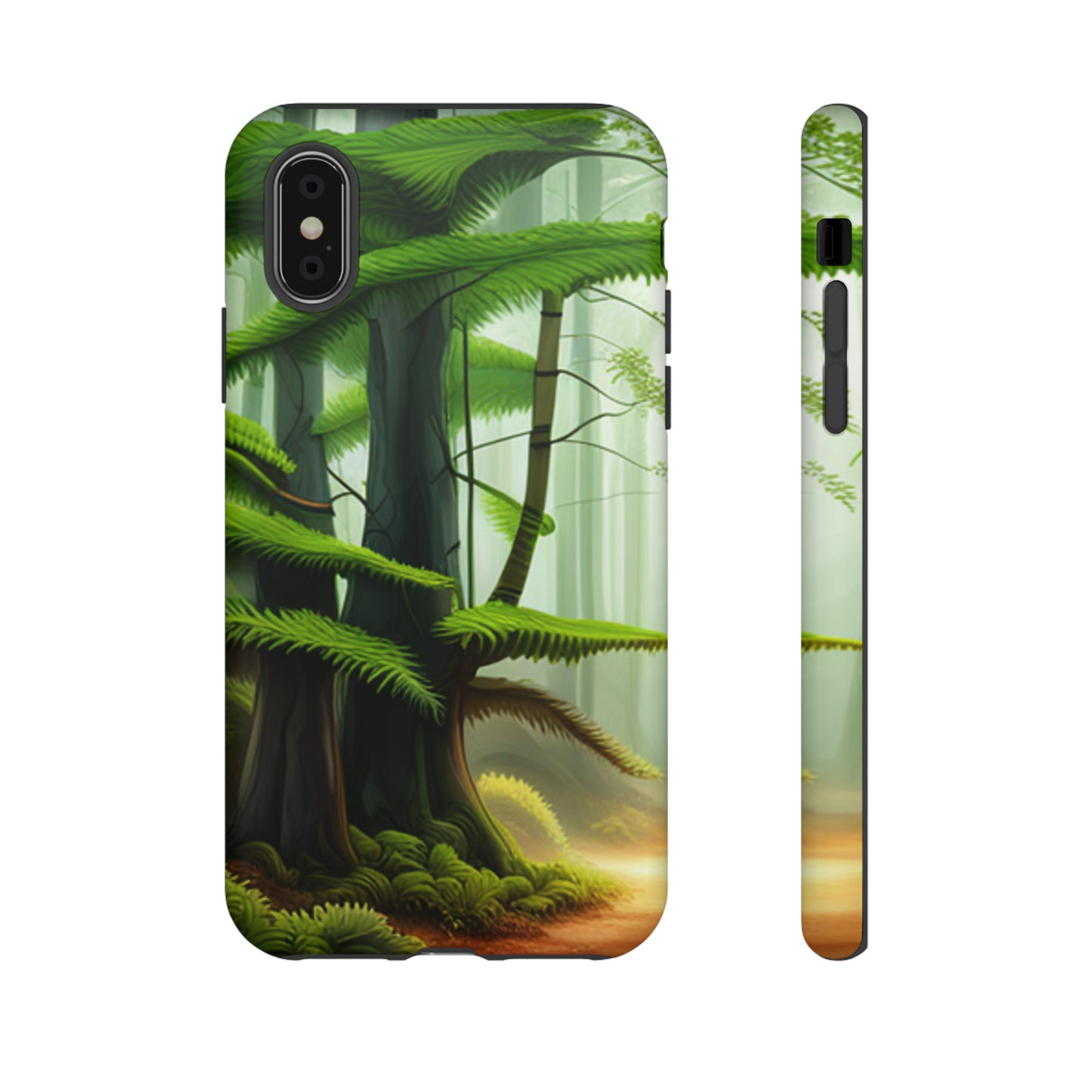 Boston Fern in the forest with black background : 46-Tough Case iPhone series 15 14 13 12 11 X XR XS 8: Google series 7 6 5: Samsung series S23 S22 S21 S20 S10