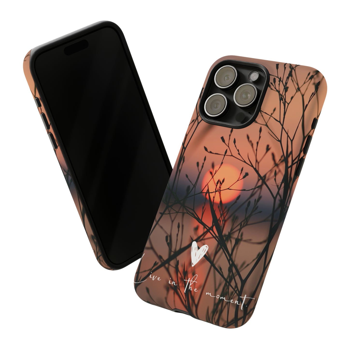 VIVID SUNSET FLORAL DESIGN with black background: 46-Tough Case iPhone series 15 14 13 12 11 X XR XS 8: Google series 7 6 5: Samsung series S23 S22 S21 S20 S10