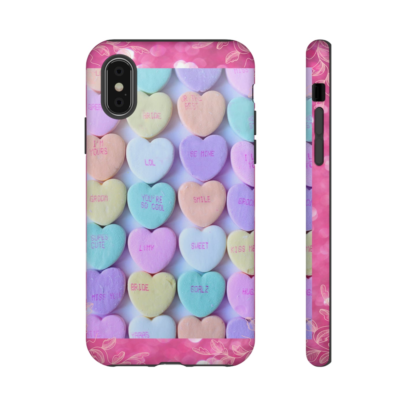 Candy Hearts: 46-Tough Case iPhone series 15 14 13 12 11 X XR XS 8: Google series 7 6 5: Samsung series S23 S22 S21 S20 S10