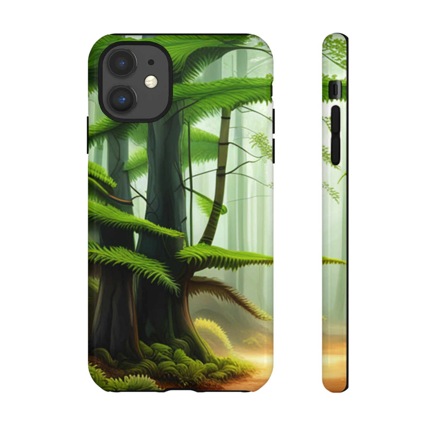 Boston Fern in the forest with black background : 46-Tough Case iPhone series 15 14 13 12 11 X XR XS 8: Google series 7 6 5: Samsung series S23 S22 S21 S20 S10