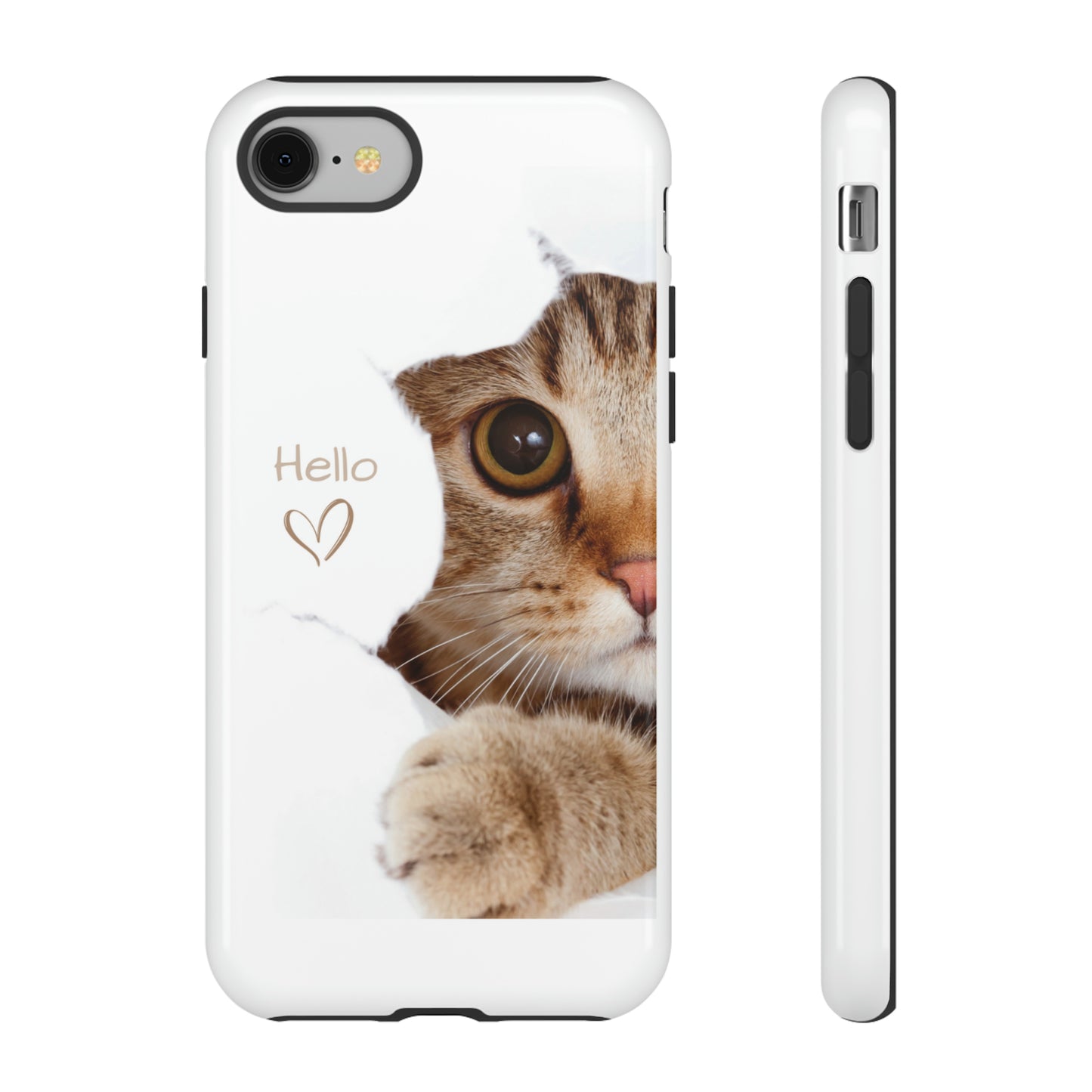 Hey Kitty with white background: 46-Tough Case iPhone series 15 14 13 12 11 X XR XS 8: Google series 7 6 5: Samsung series S23 S22 S21 S20 S10