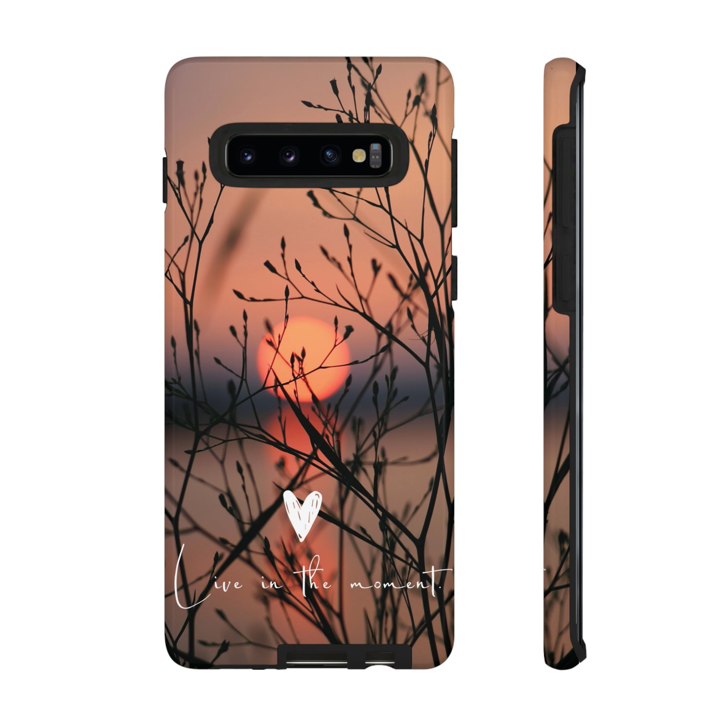 VIVID SUNSET FLORAL DESIGN with black background: 46-Tough Case iPhone series 15 14 13 12 11 X XR XS 8: Google series 7 6 5: Samsung series S23 S22 S21 S20 S10