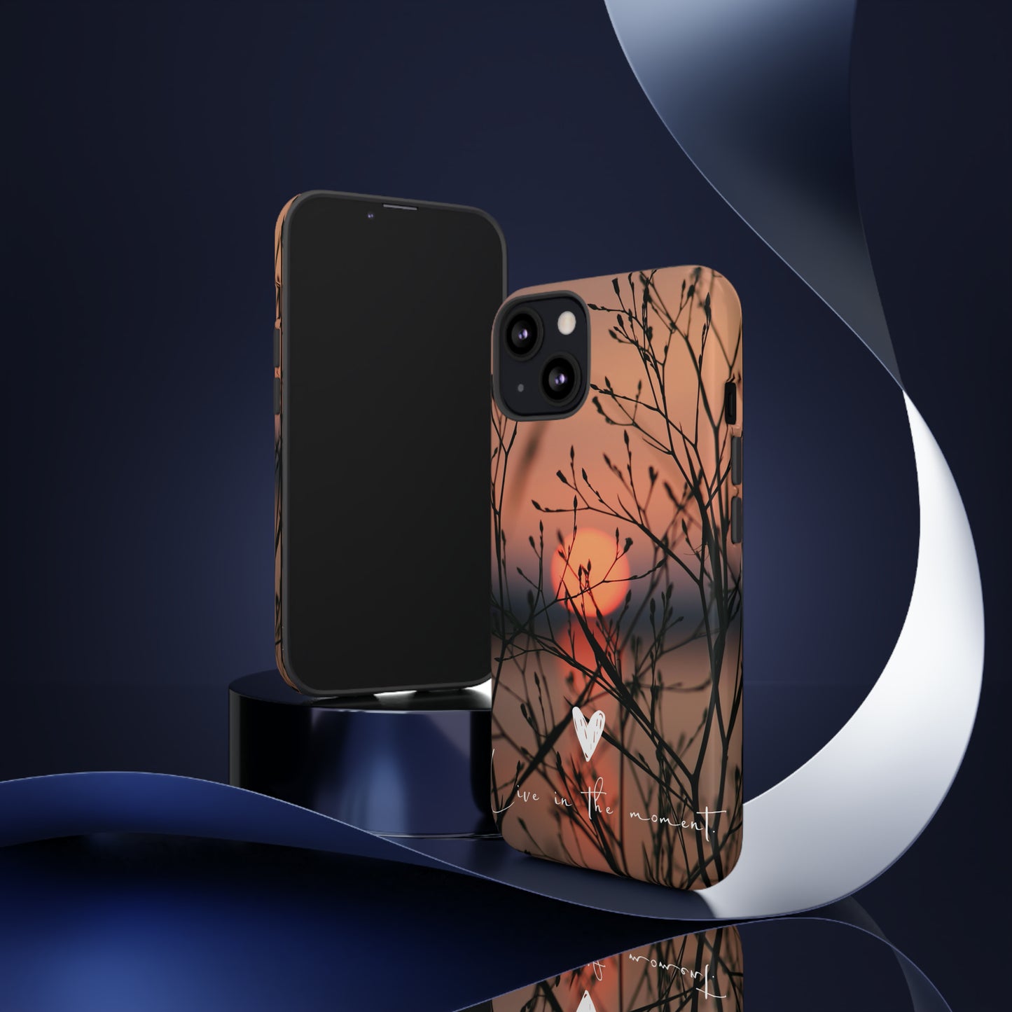 VIVID SUNSET FLORAL DESIGN with black background: 46-Tough Case iPhone series 15 14 13 12 11 X XR XS 8: Google series 7 6 5: Samsung series S23 S22 S21 S20 S10