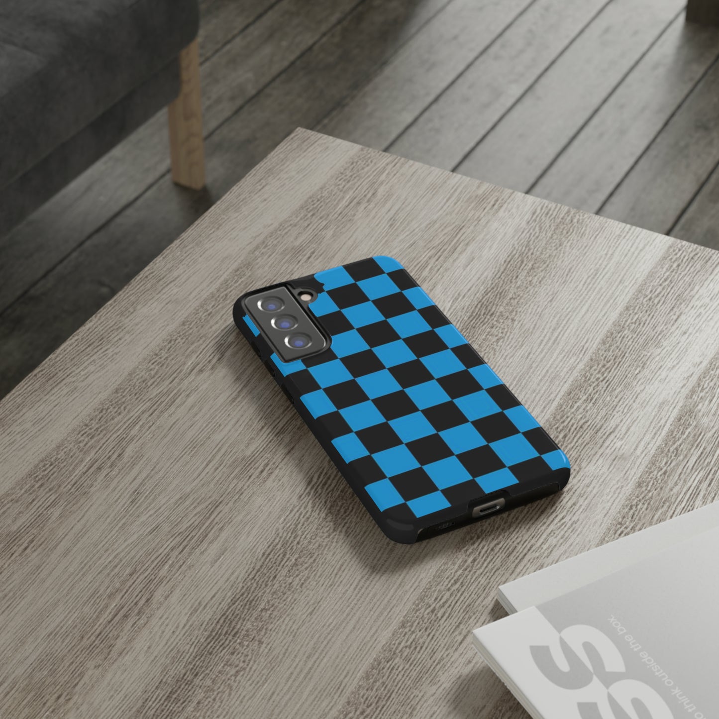 Blue and Black Checkers: 46-Tough Case iPhone series 15 14 13 12 11 X XR XS 8: Google series 7 6 5: Samsung series S23 S22 S21 S20 S10