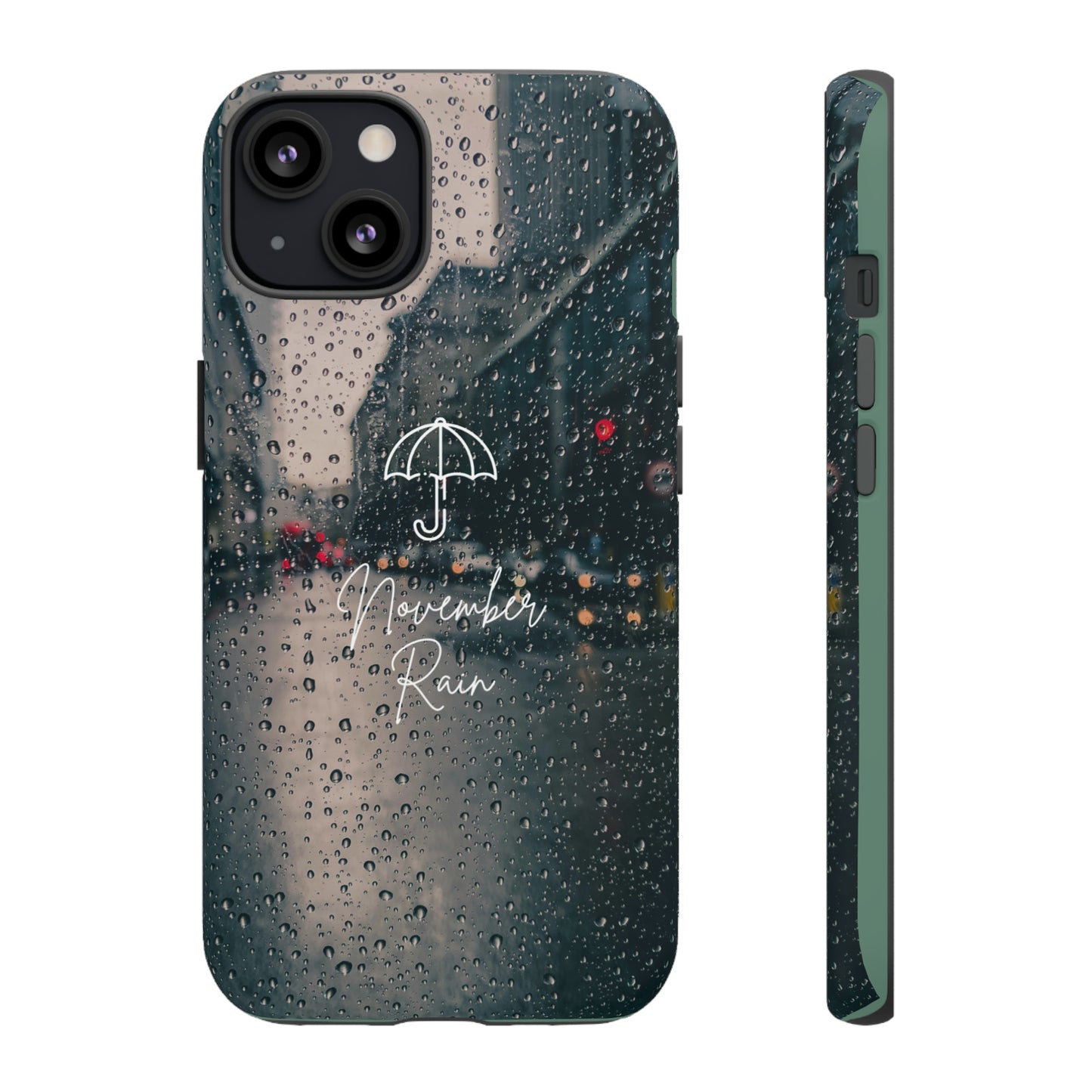 November Rain with Green Background: 46-Tough Case iPhone series 15 14 13 12 11 X XR XS 8: Google series 7 6 5: Samsung series S23 S22 S21 S20 S10