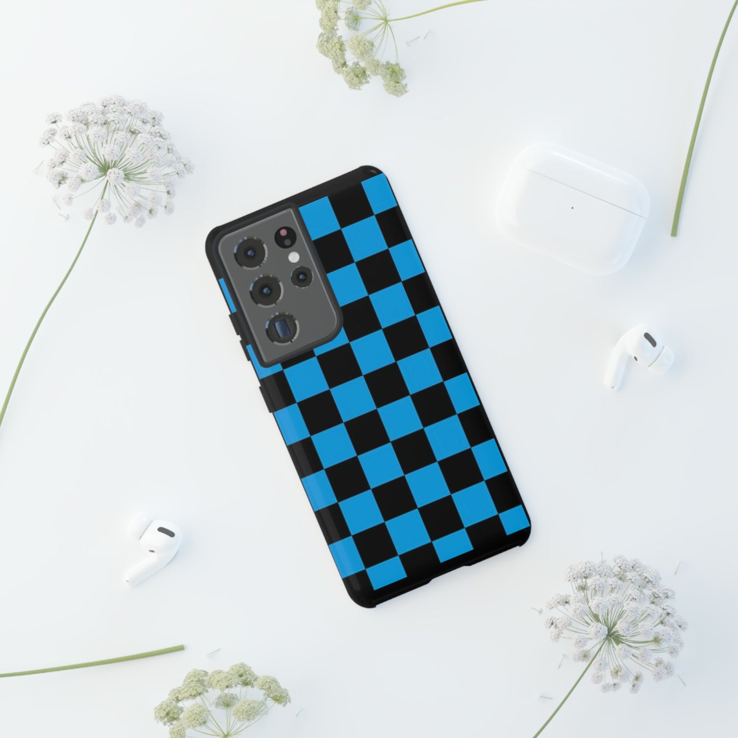 Blue and Black Checkers: 46-Tough Case iPhone series 15 14 13 12 11 X XR XS 8: Google series 7 6 5: Samsung series S23 S22 S21 S20 S10