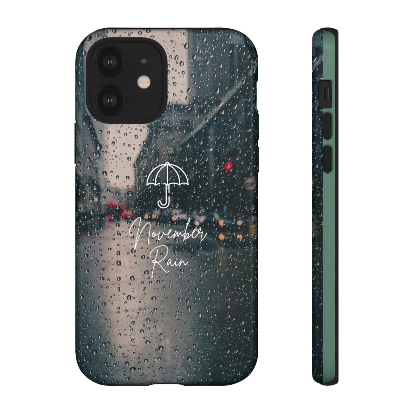 November Rain with Green Background: 46-Tough Case iPhone series 15 14 13 12 11 X XR XS 8: Google series 7 6 5: Samsung series S23 S22 S21 S20 S10