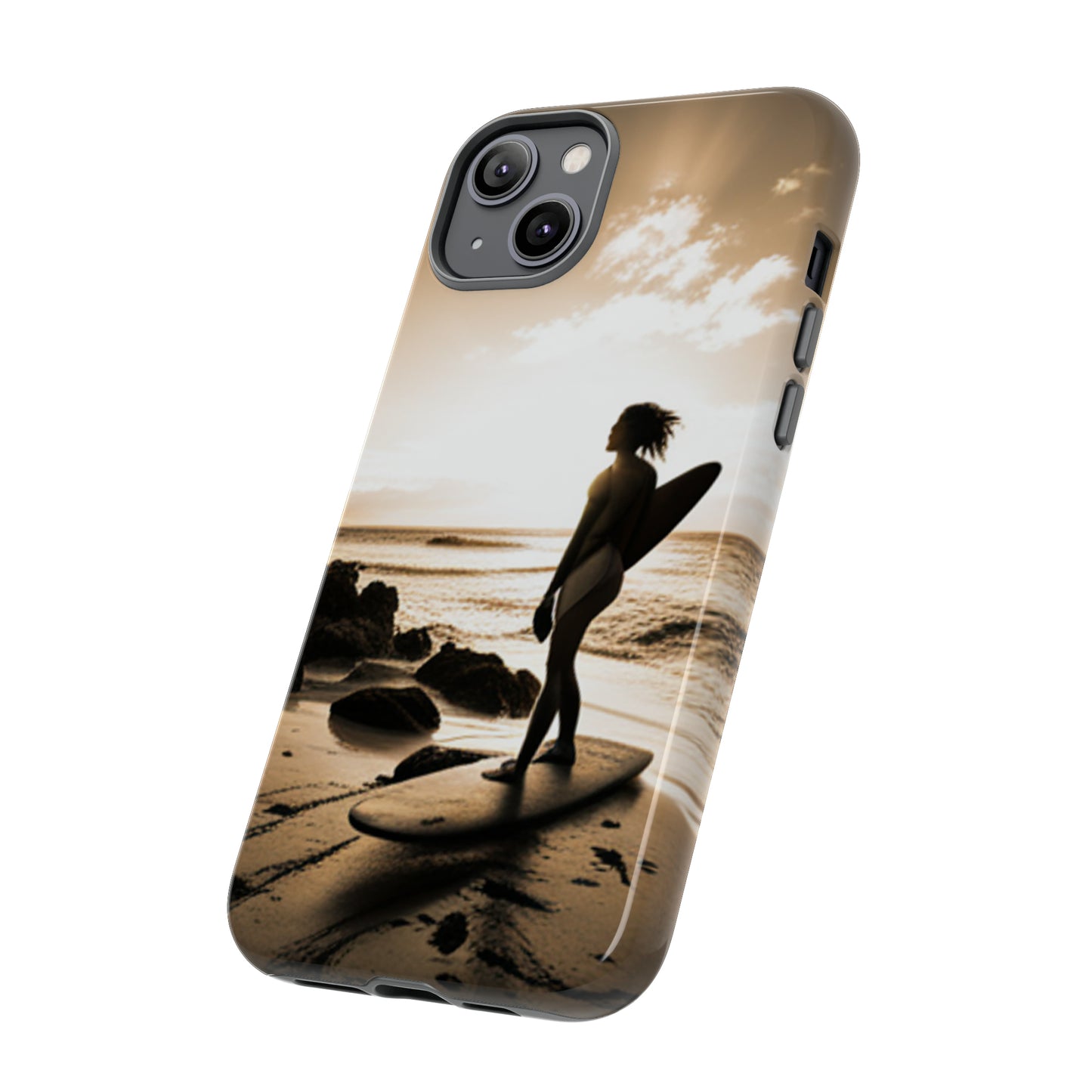 Surfing Aruba with a black background: 46 - Tough Case iPhone series 15 14 13 12 11 X XR XS 8: Google series 7 6 5: Samsung series S23 S22 S21 S20 S10