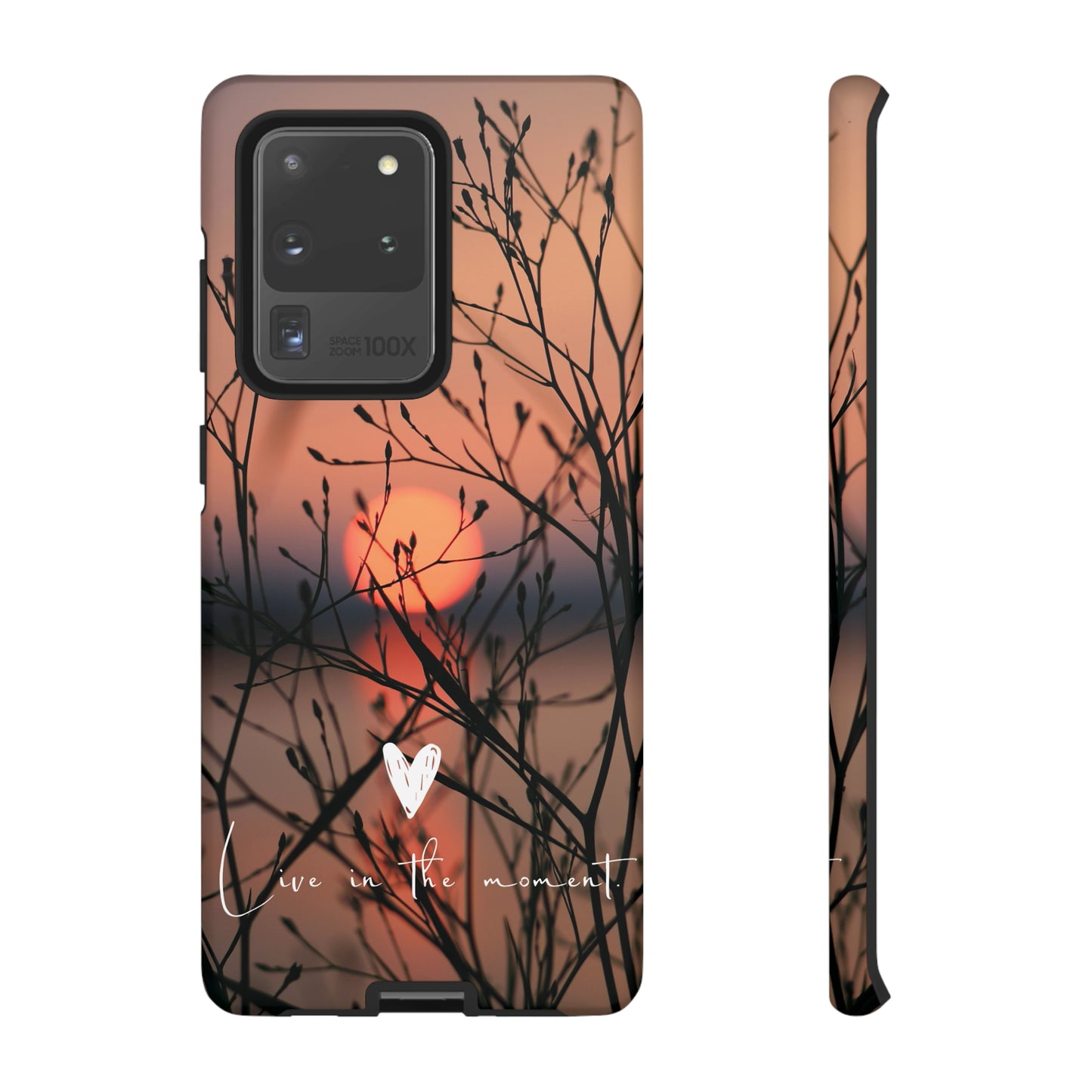 VIVID SUNSET FLORAL DESIGN with black background: 46-Tough Case iPhone series 15 14 13 12 11 X XR XS 8: Google series 7 6 5: Samsung series S23 S22 S21 S20 S10