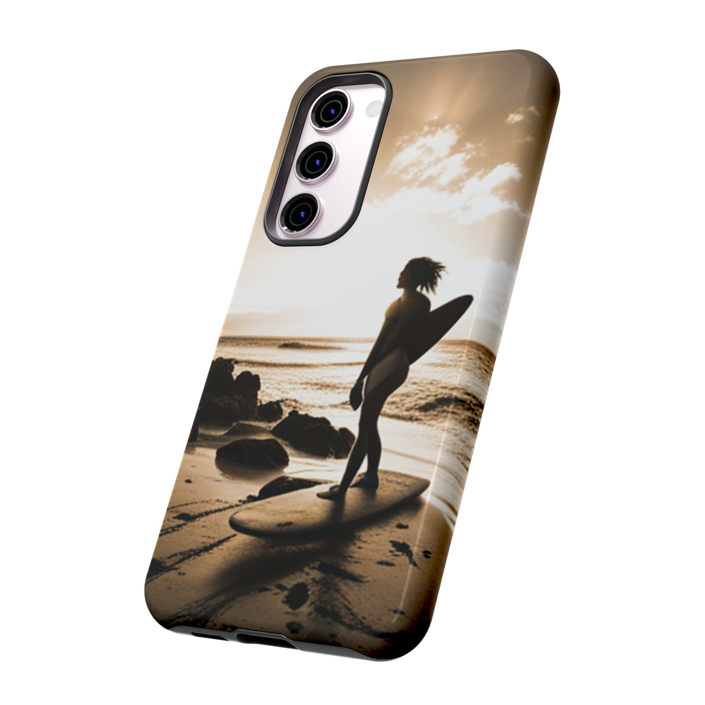 Surfing Aruba with a black background: 46 - Tough Case iPhone series 15 14 13 12 11 X XR XS 8: Google series 7 6 5: Samsung series S23 S22 S21 S20 S10