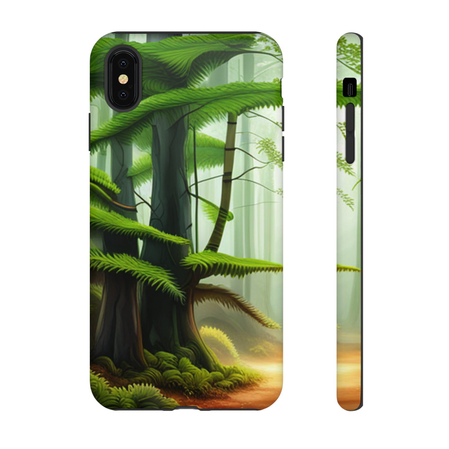 Boston Fern in the forest with black background : 46-Tough Case iPhone series 15 14 13 12 11 X XR XS 8: Google series 7 6 5: Samsung series S23 S22 S21 S20 S10