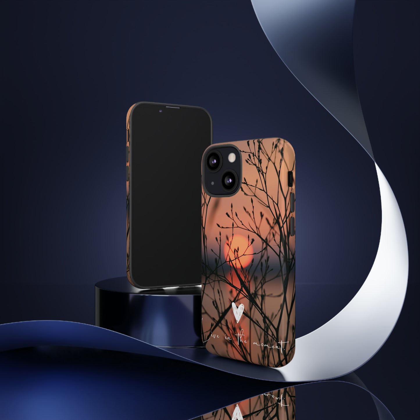 VIVID SUNSET FLORAL DESIGN with black background: 46-Tough Case iPhone series 15 14 13 12 11 X XR XS 8: Google series 7 6 5: Samsung series S23 S22 S21 S20 S10