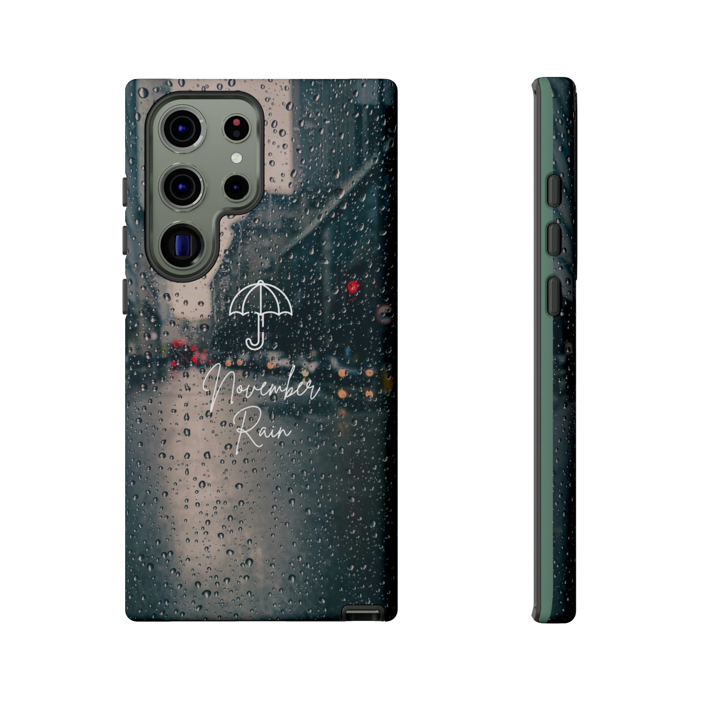 November Rain with Green Background: 46-Tough Case iPhone series 15 14 13 12 11 X XR XS 8: Google series 7 6 5: Samsung series S23 S22 S21 S20 S10